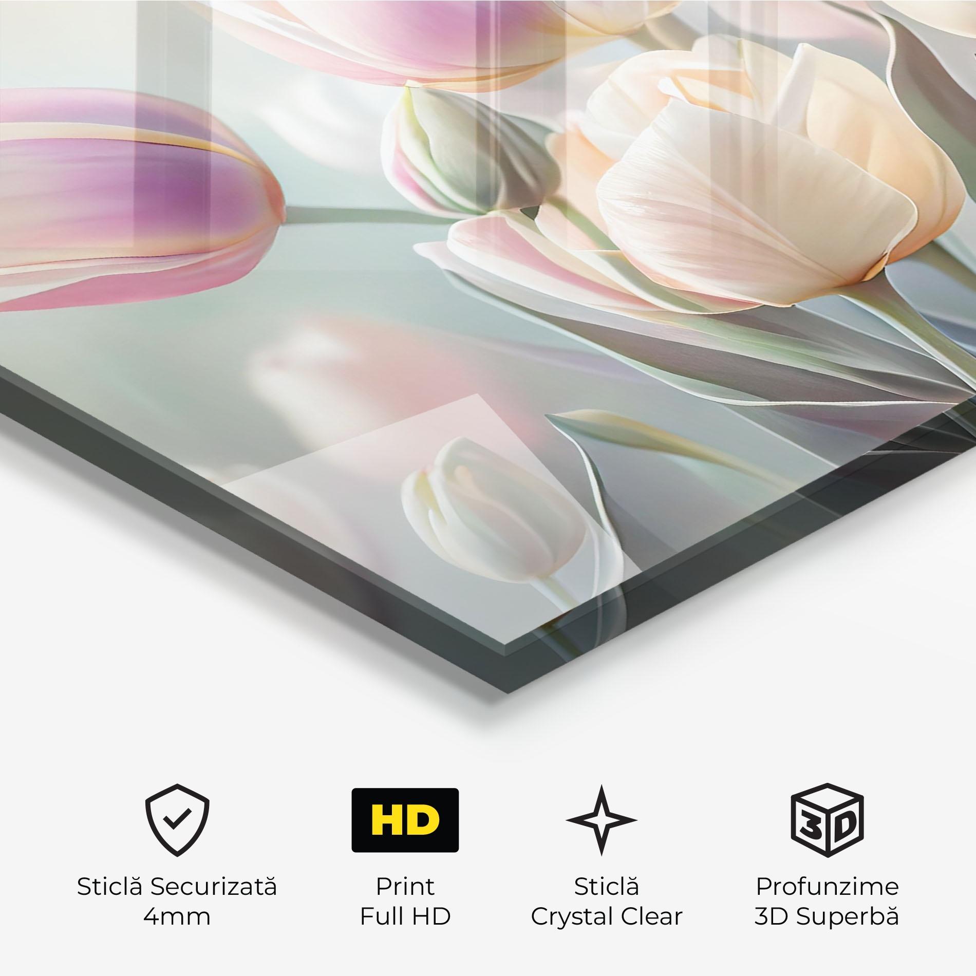 Tablou Sticla Dreamy White Tulips mockup 3