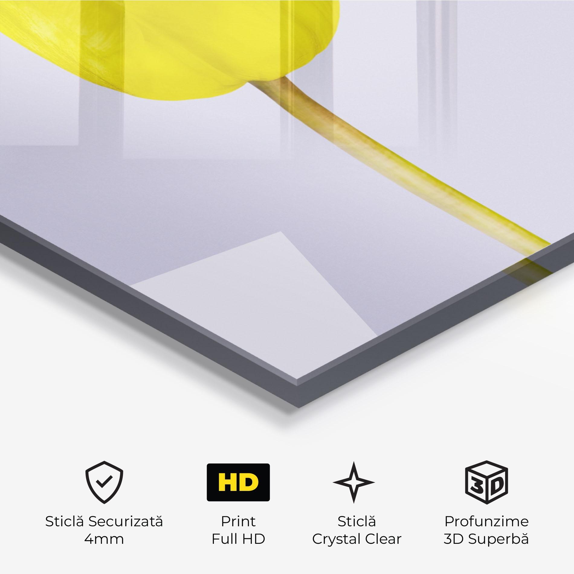 Tablou Sticla One Yellow Tulip mockup 3