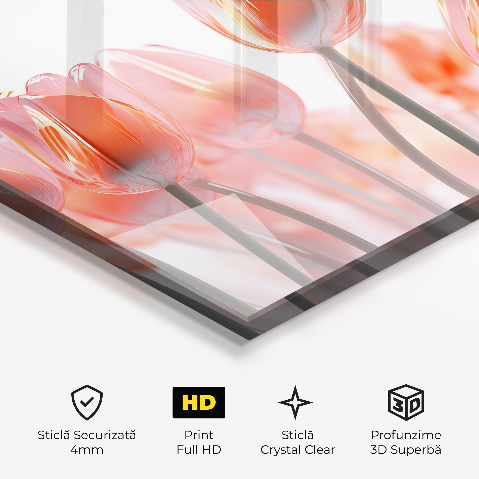 Tablou Sticla Orange Glass Tulips mockup 3