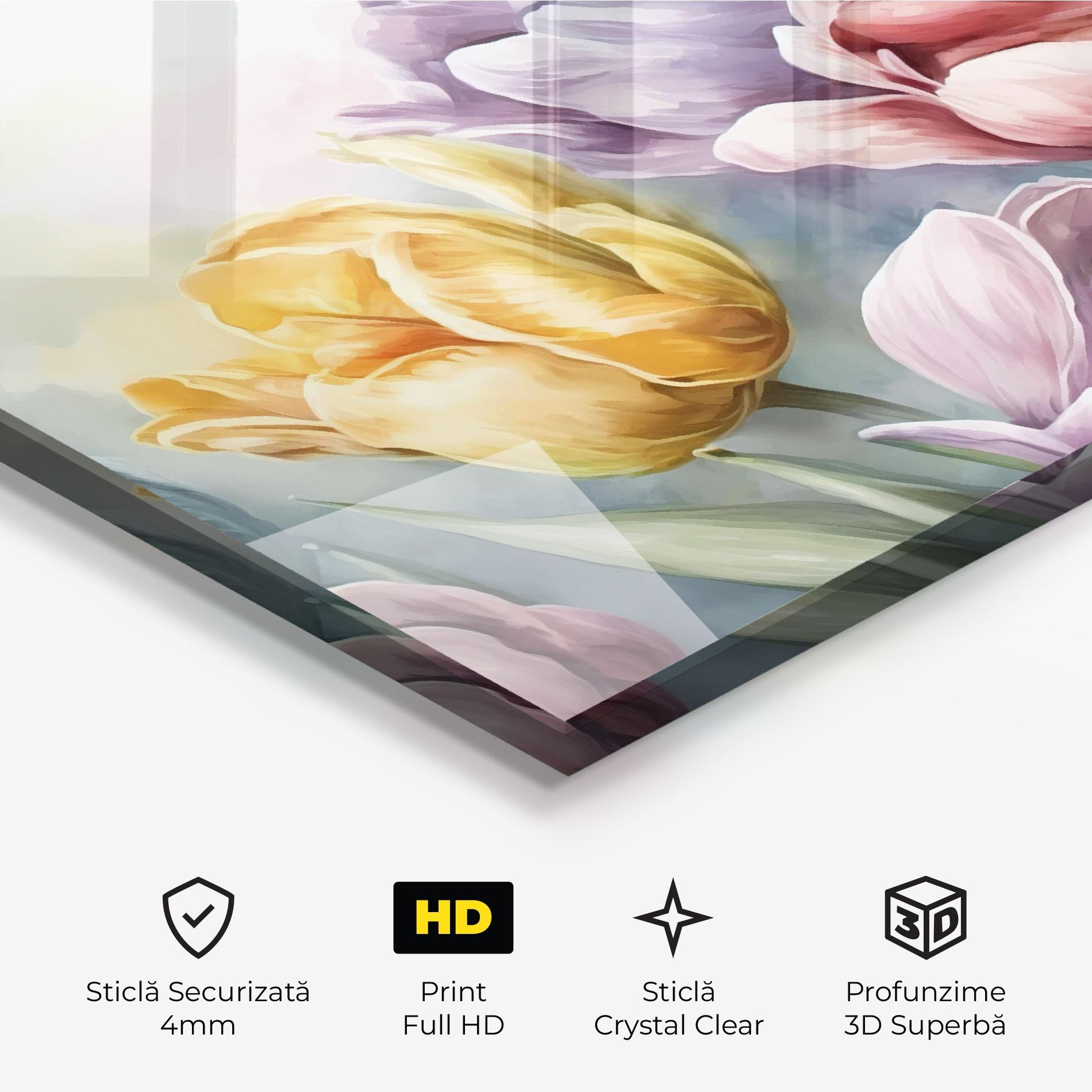 Tablou Sticla Pastel Tulips mockup 3