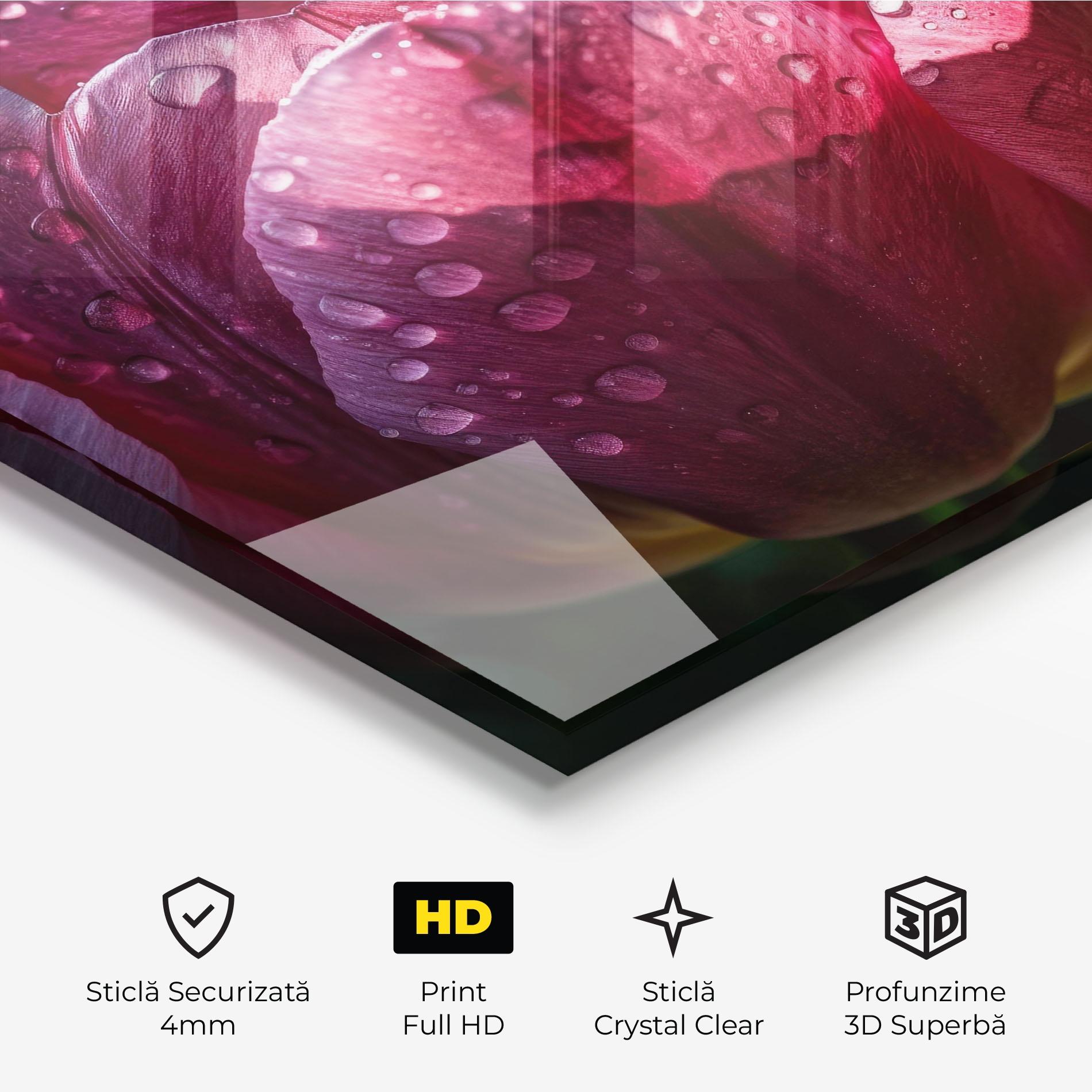 Tablou Sticla Pink Tulip After Rain mockup 3