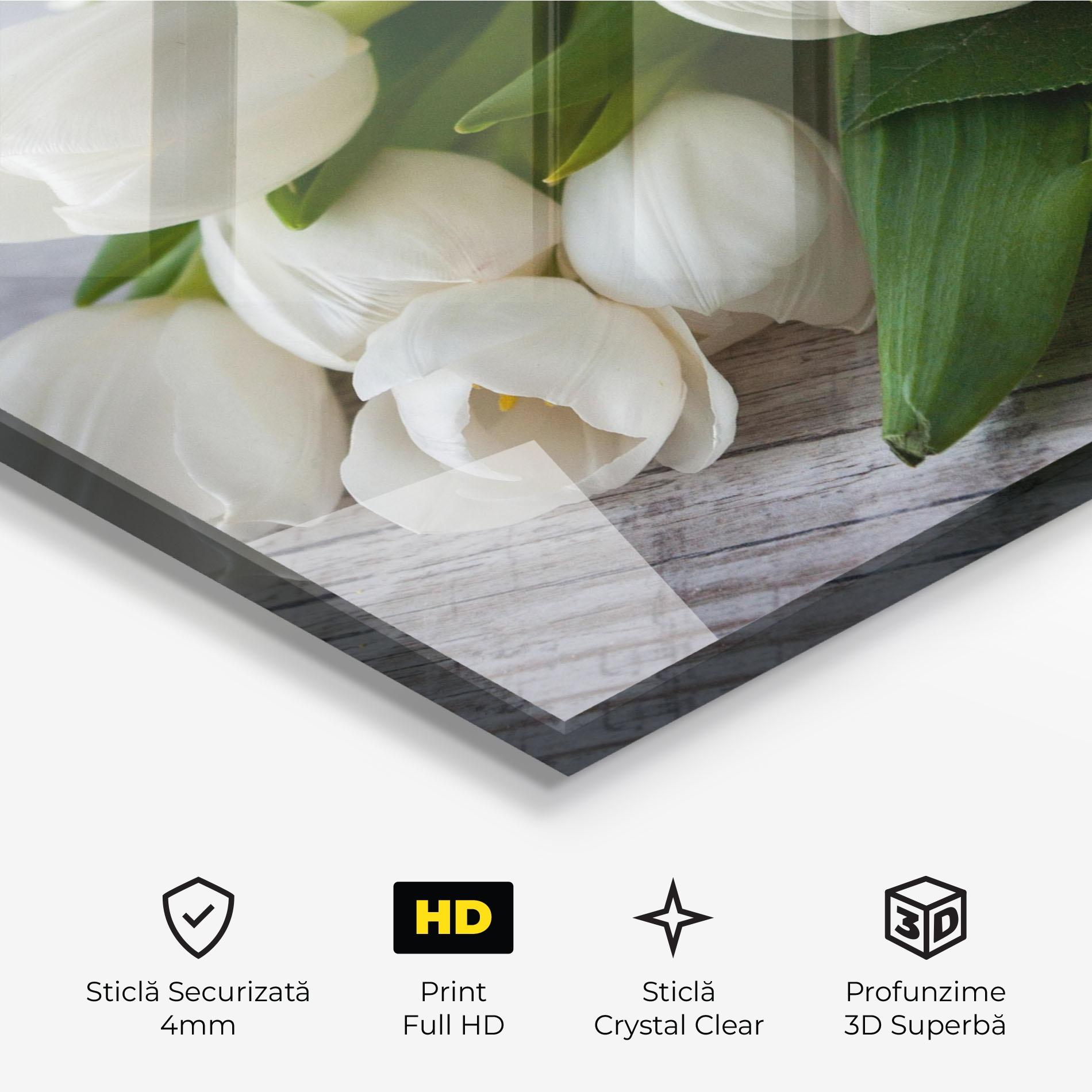 Tablou Sticla White Tulips Bouquet mockup 3