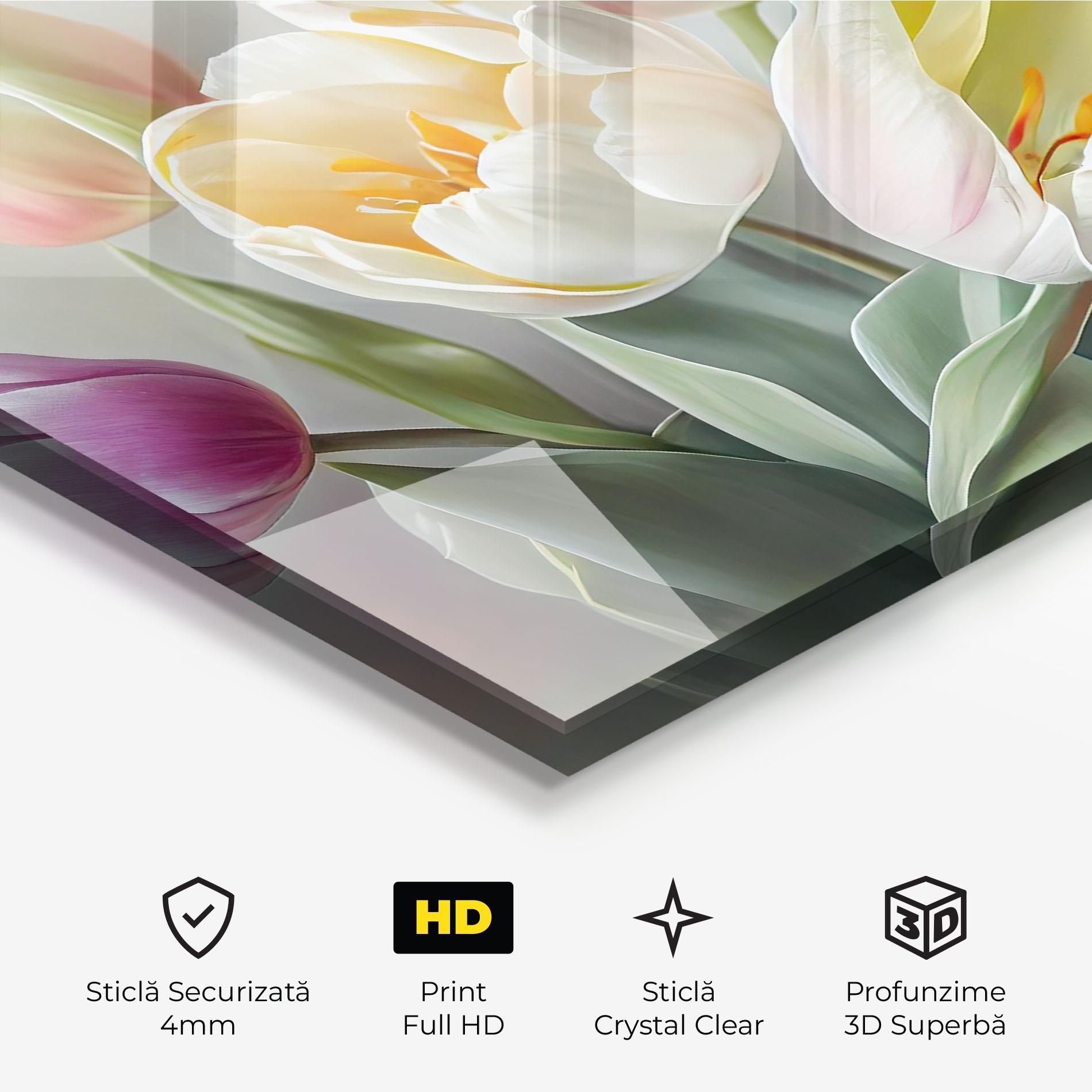 Tablou Sticla White Tulips Painting mockup 3