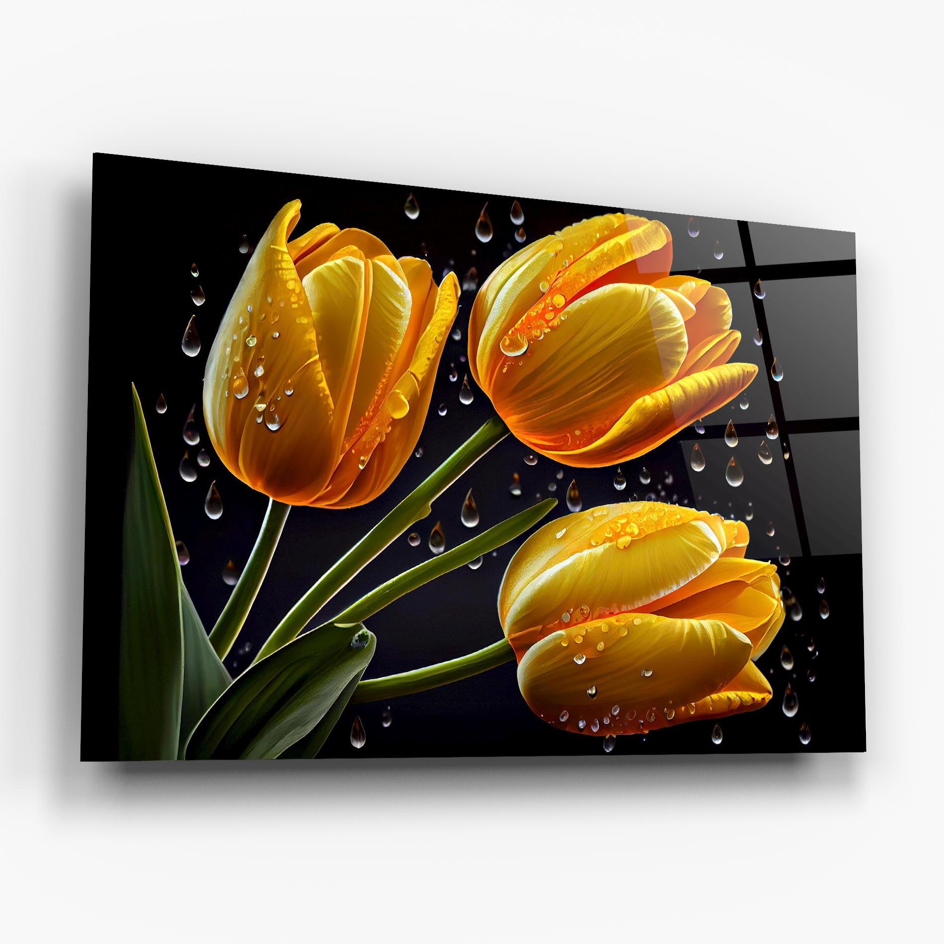 Tablou Sticla 3 Yellow Tulips mockup 6
