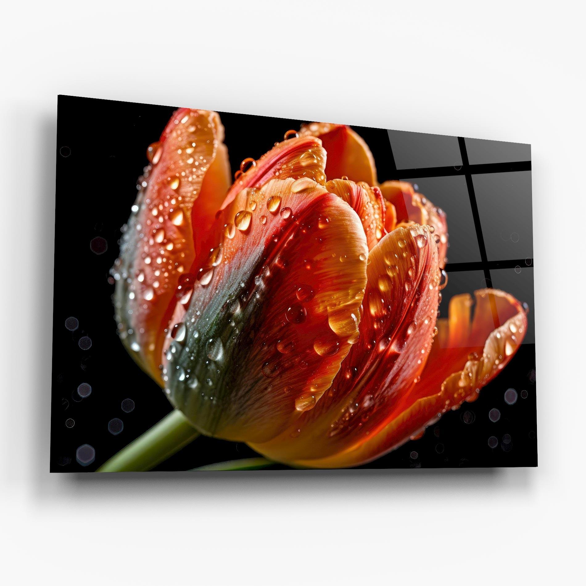 Tablou Sticla Big Wet Orange Tulip mockup 6