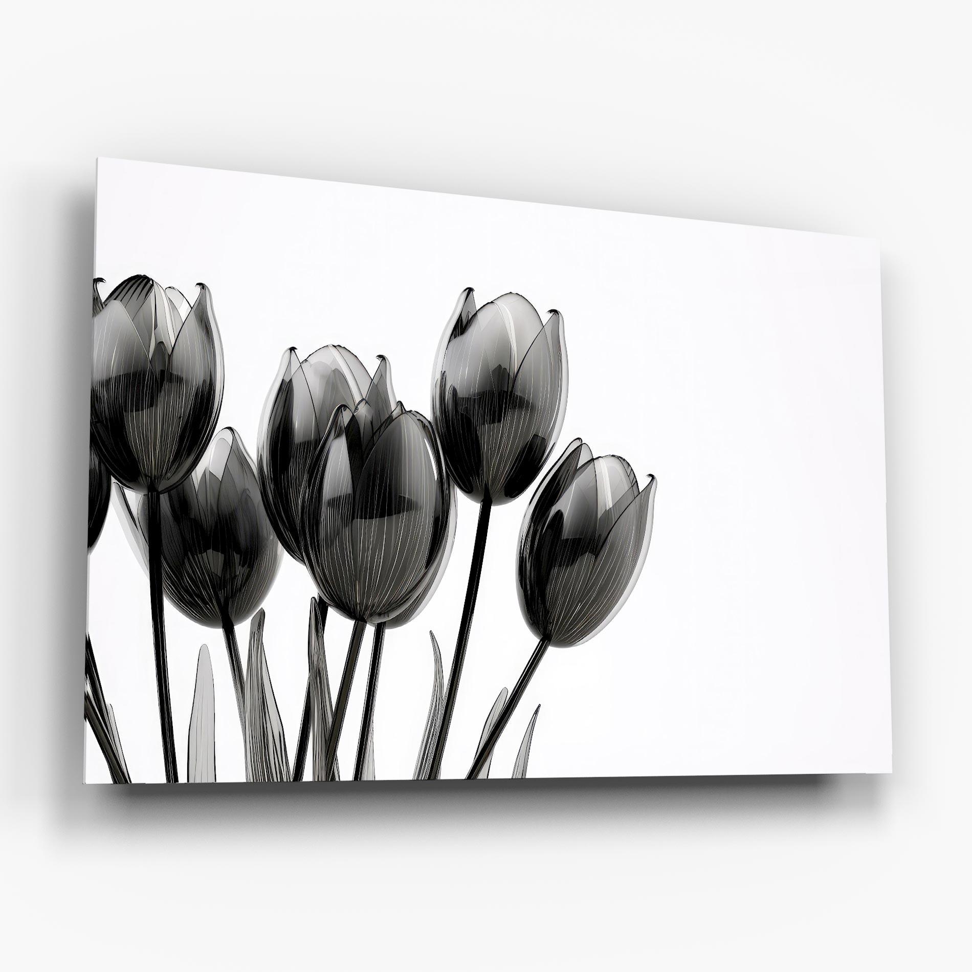 Tablou Sticla Black Glass Tulips mockup 6