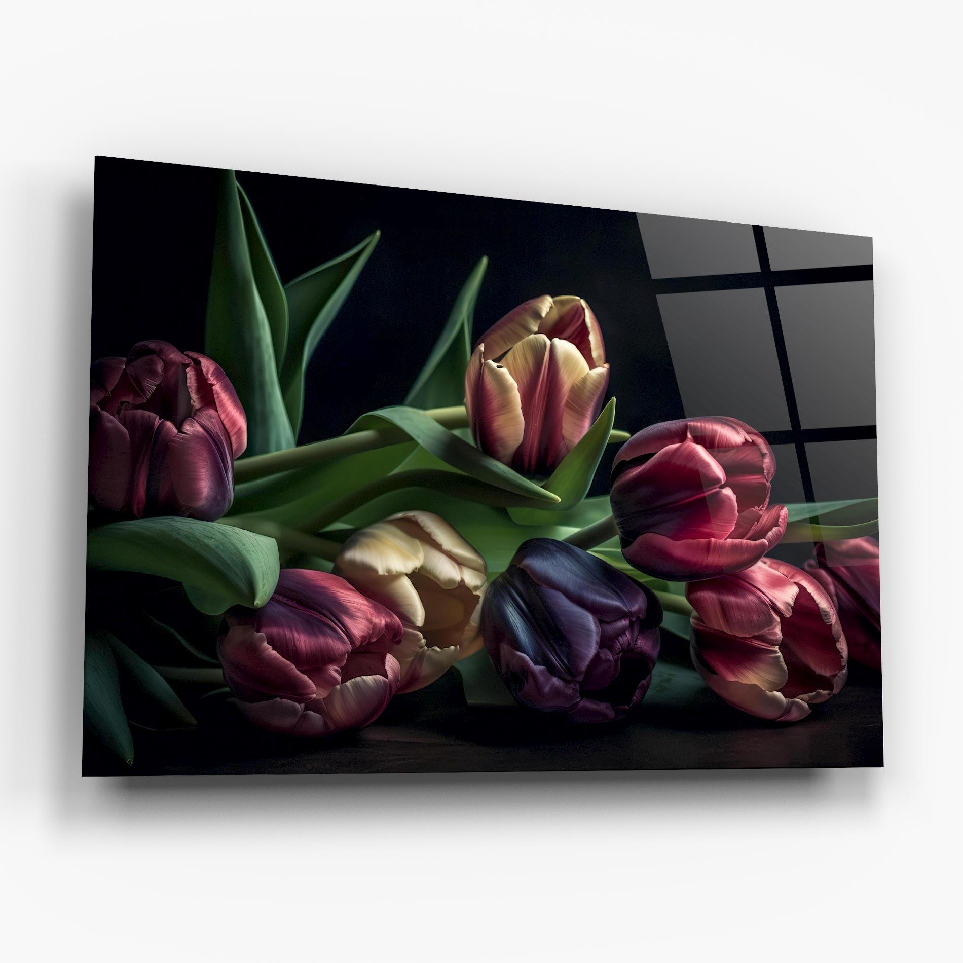 Tablou Sticla Dark Purple Tulip mockup 6