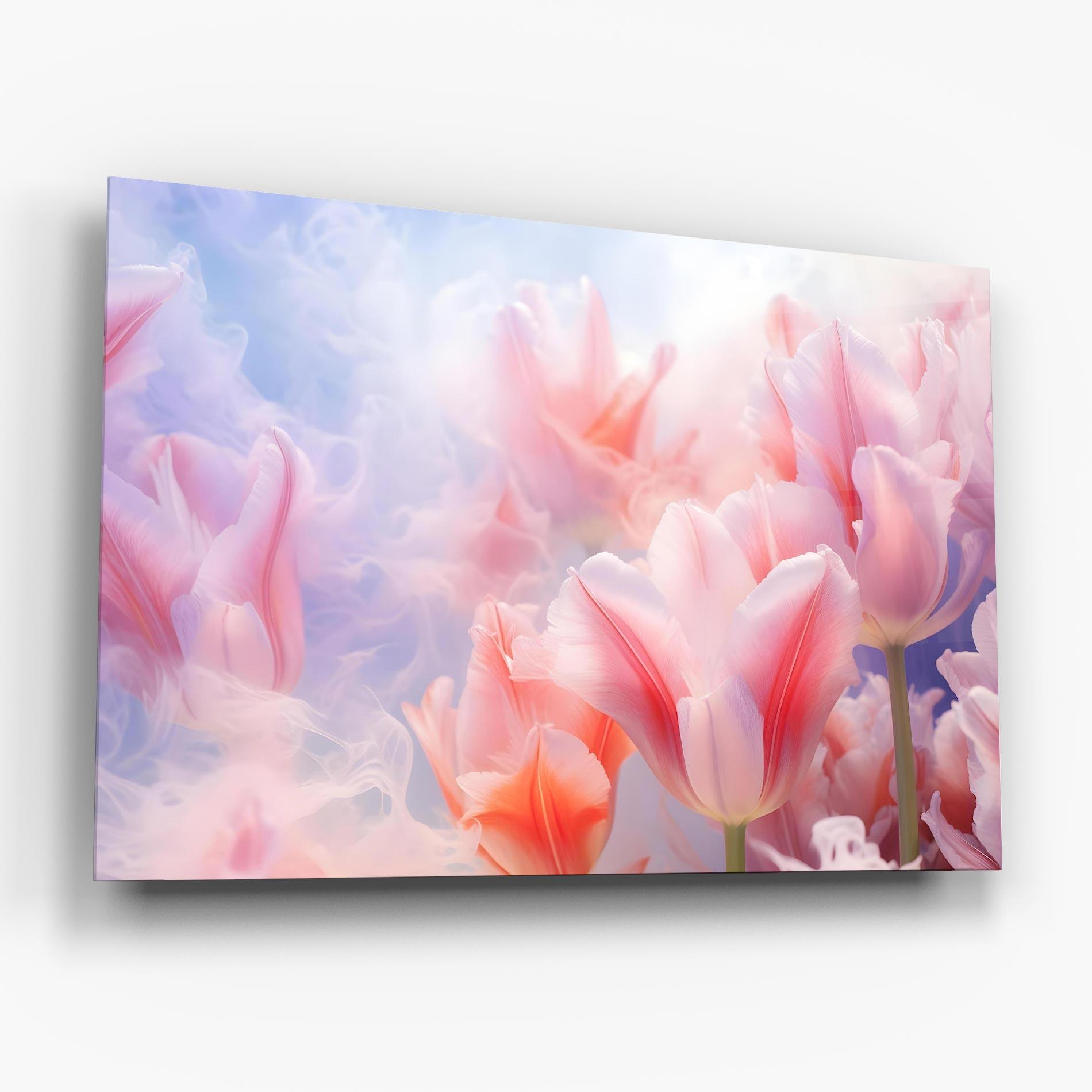 Tablou Sticla Dreamy Pink Tulips mockup 6