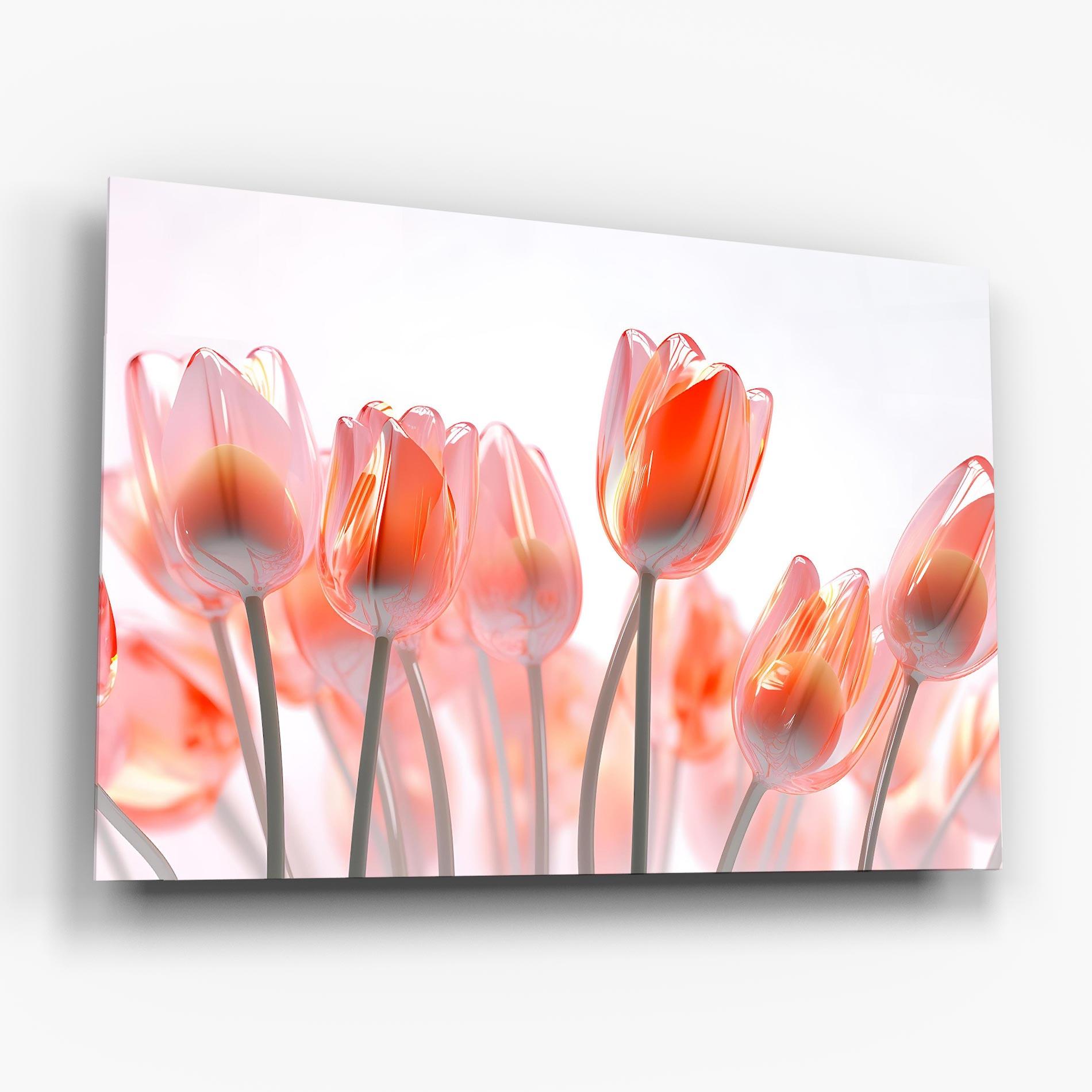 Tablou Sticla Orange Glass Tulips mockup 6