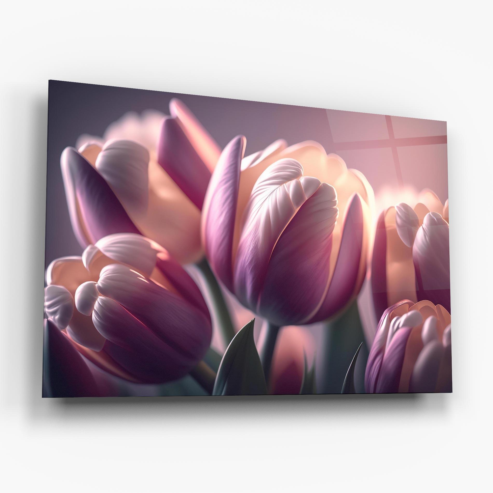 Tablou Sticla Pastel Pink Tulips mockup 6