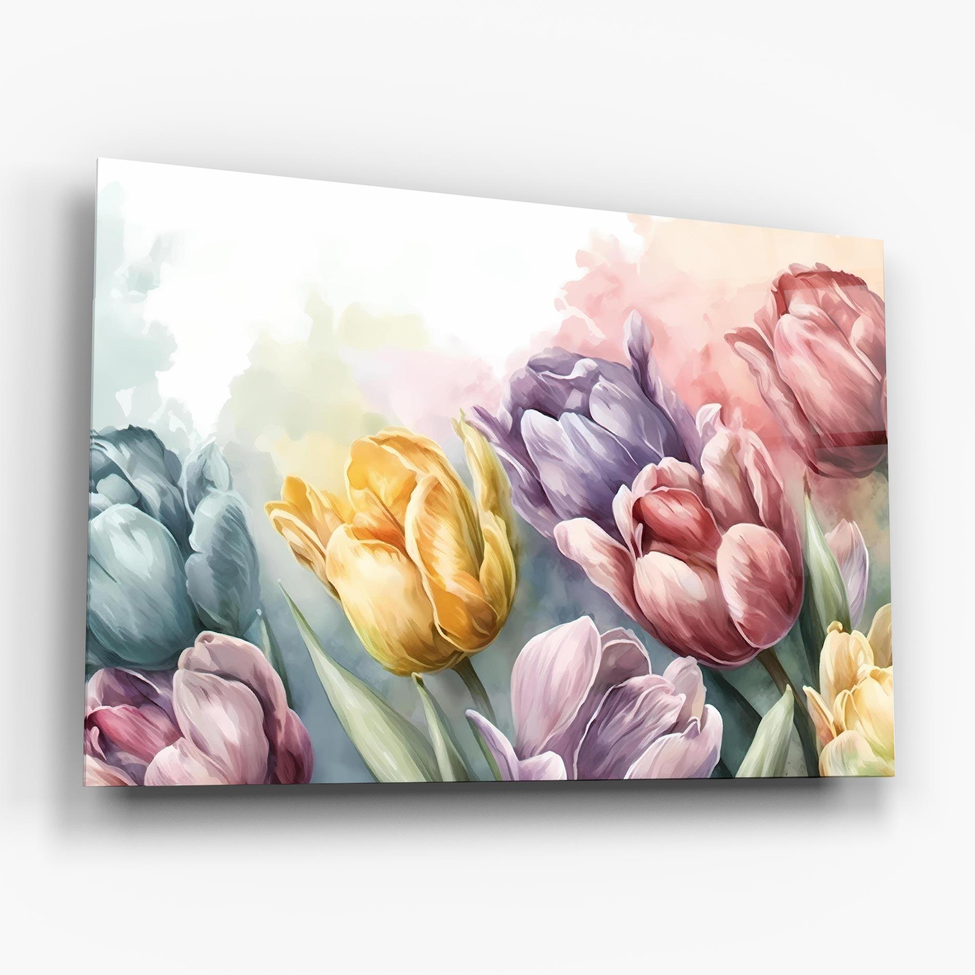 Tablou Sticla Pastel Tulips mockup 6