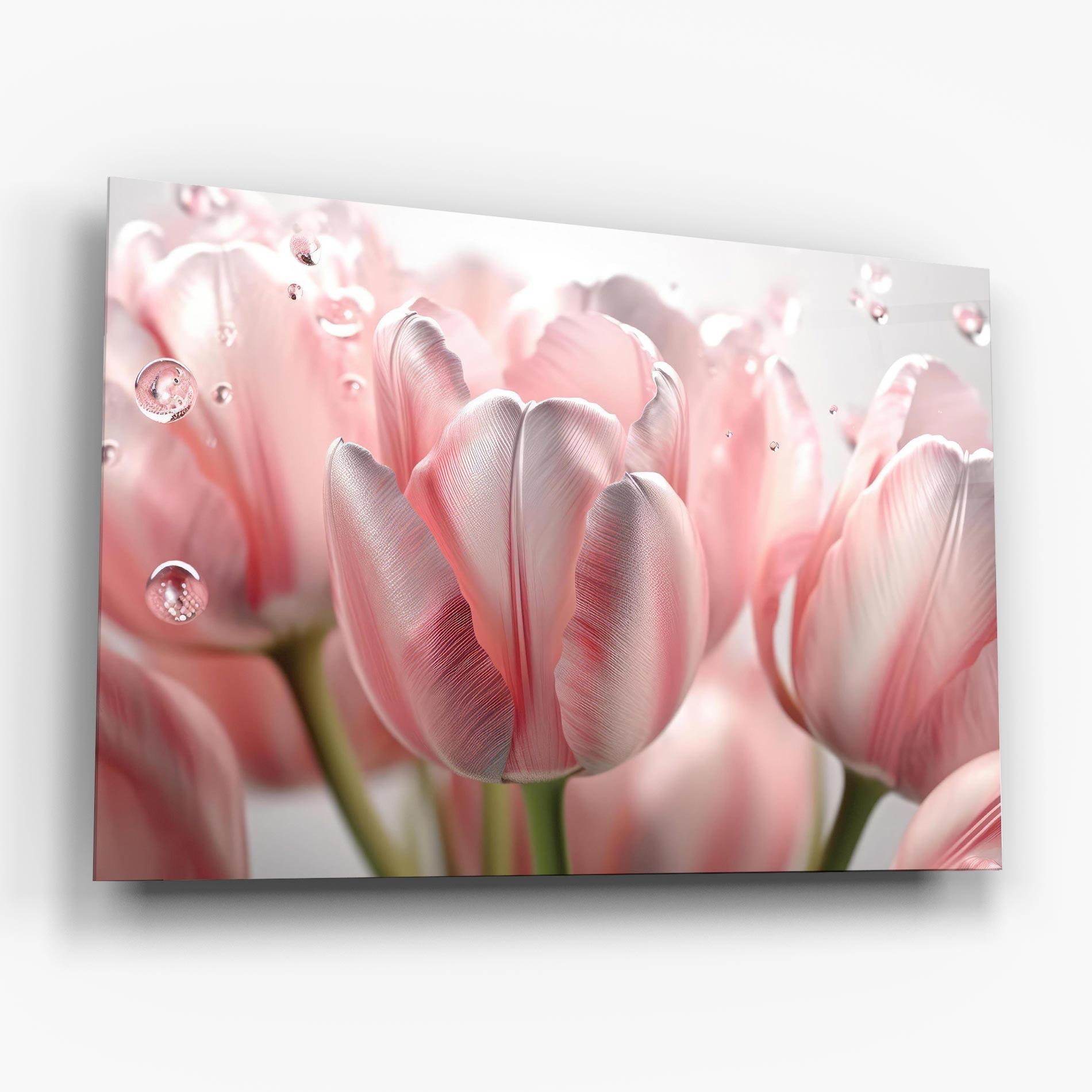 Tablou Sticla Pink Pretty Tulips mockup 6