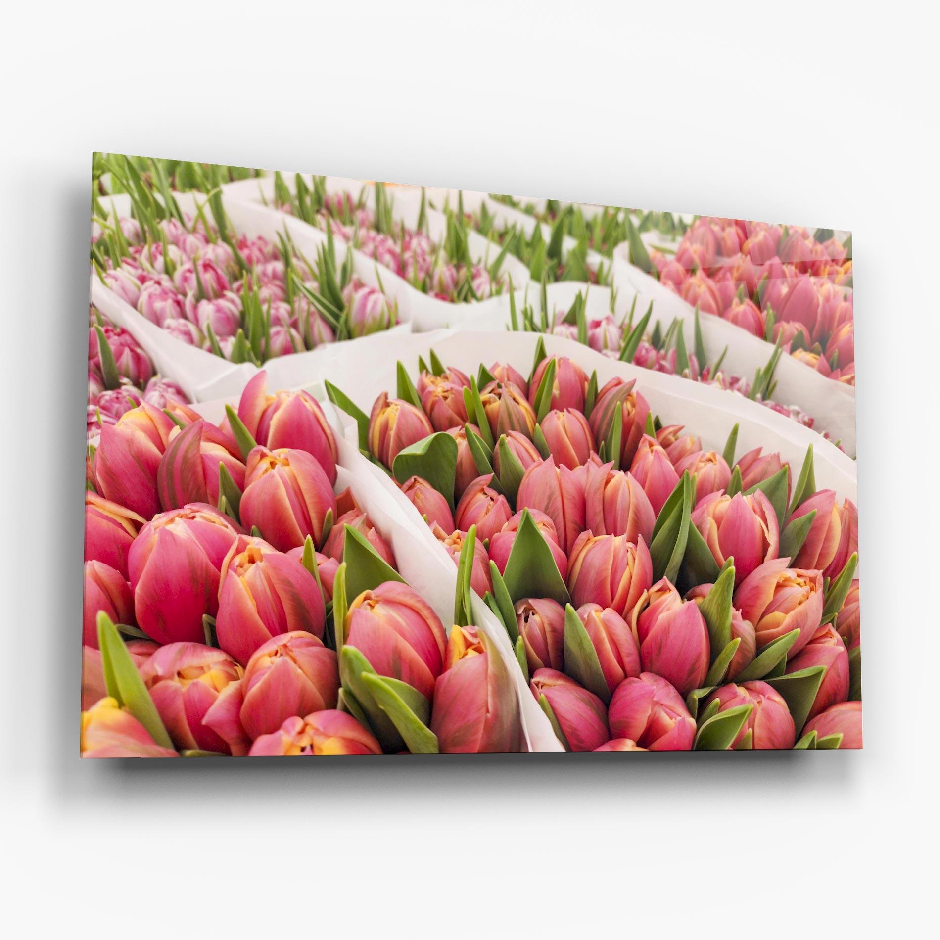 Tablou Sticla Pretty Pink Tulips Bouquet mockup 6