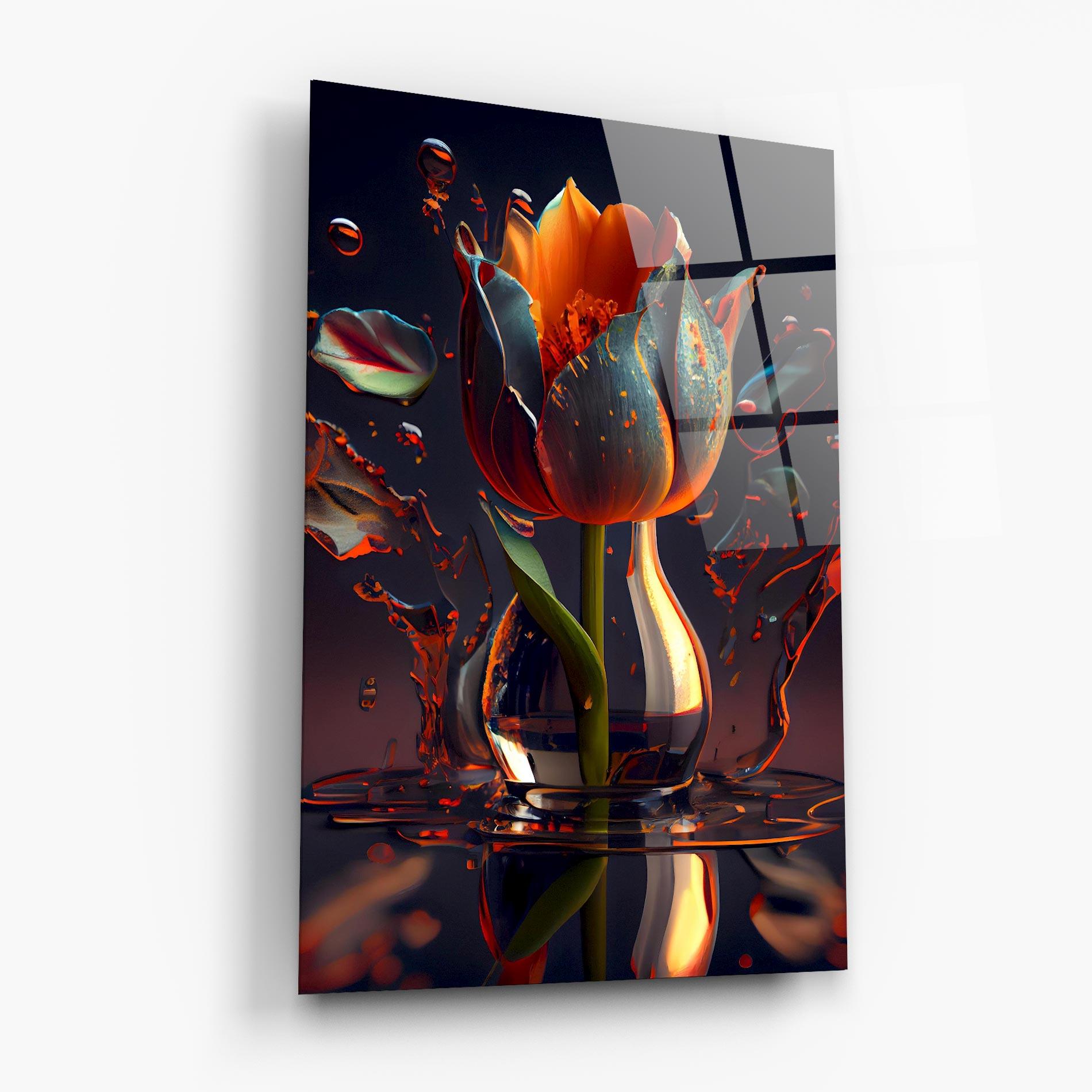 Tablou Sticla Black Tulip In Vase mockup 6