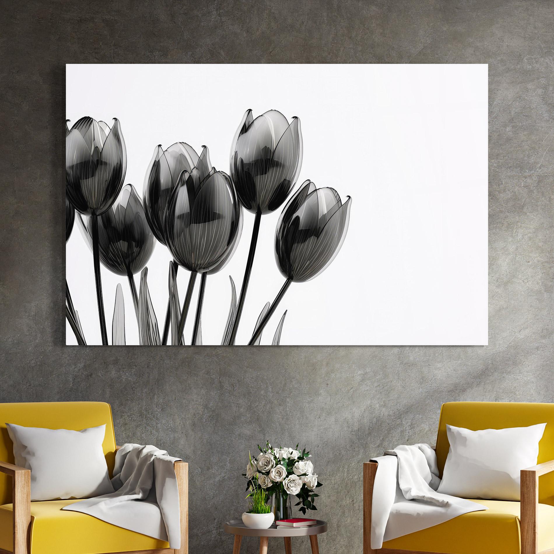 Tablou Sticla Black Glass Tulips mockup 4