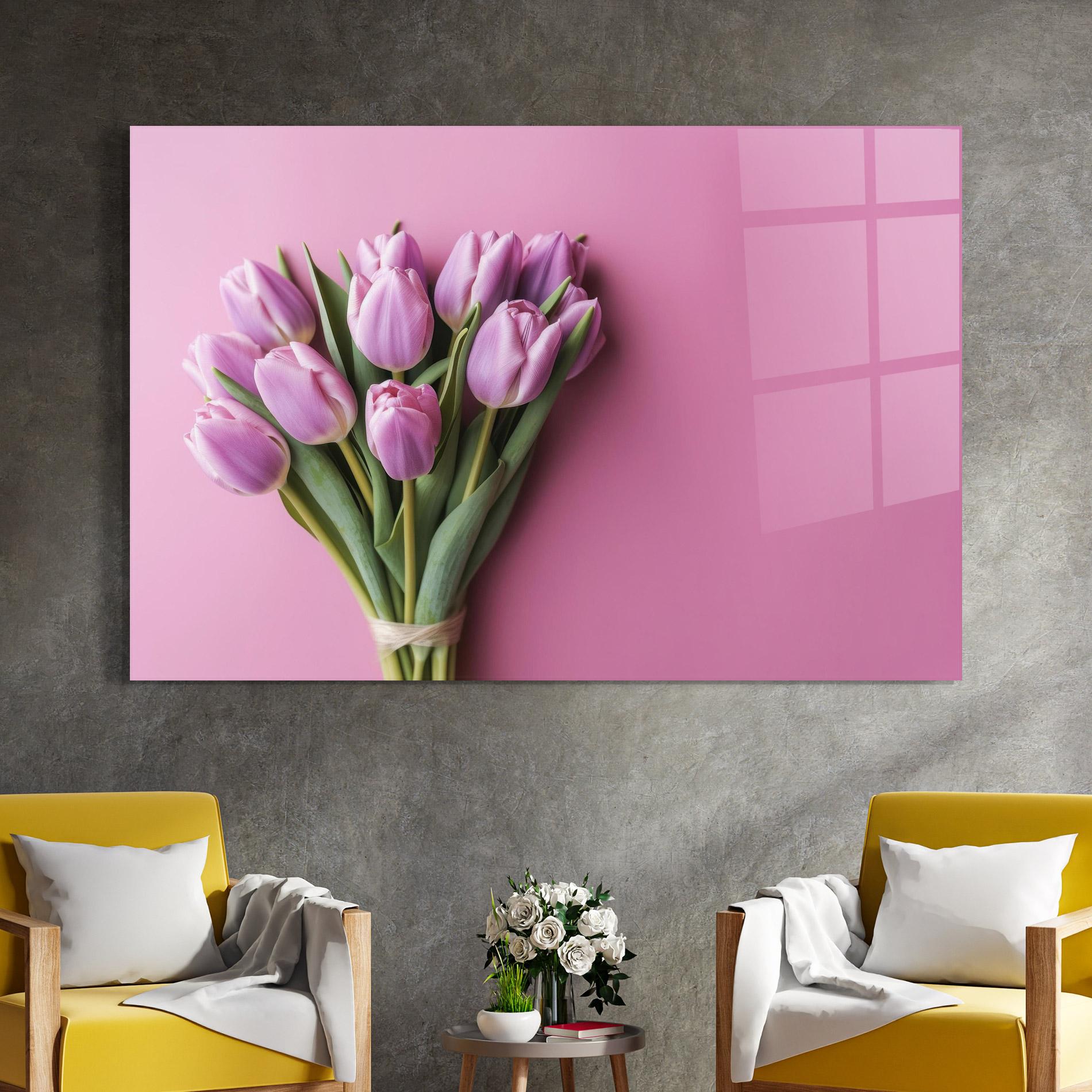 Tablou Sticla Light Purple Bpuquet mockup 4