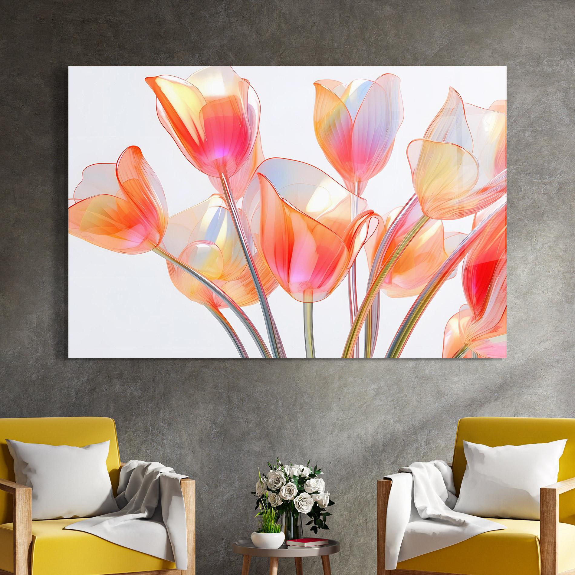 Tablou Sticla Orange Glass Tulip mockup 4
