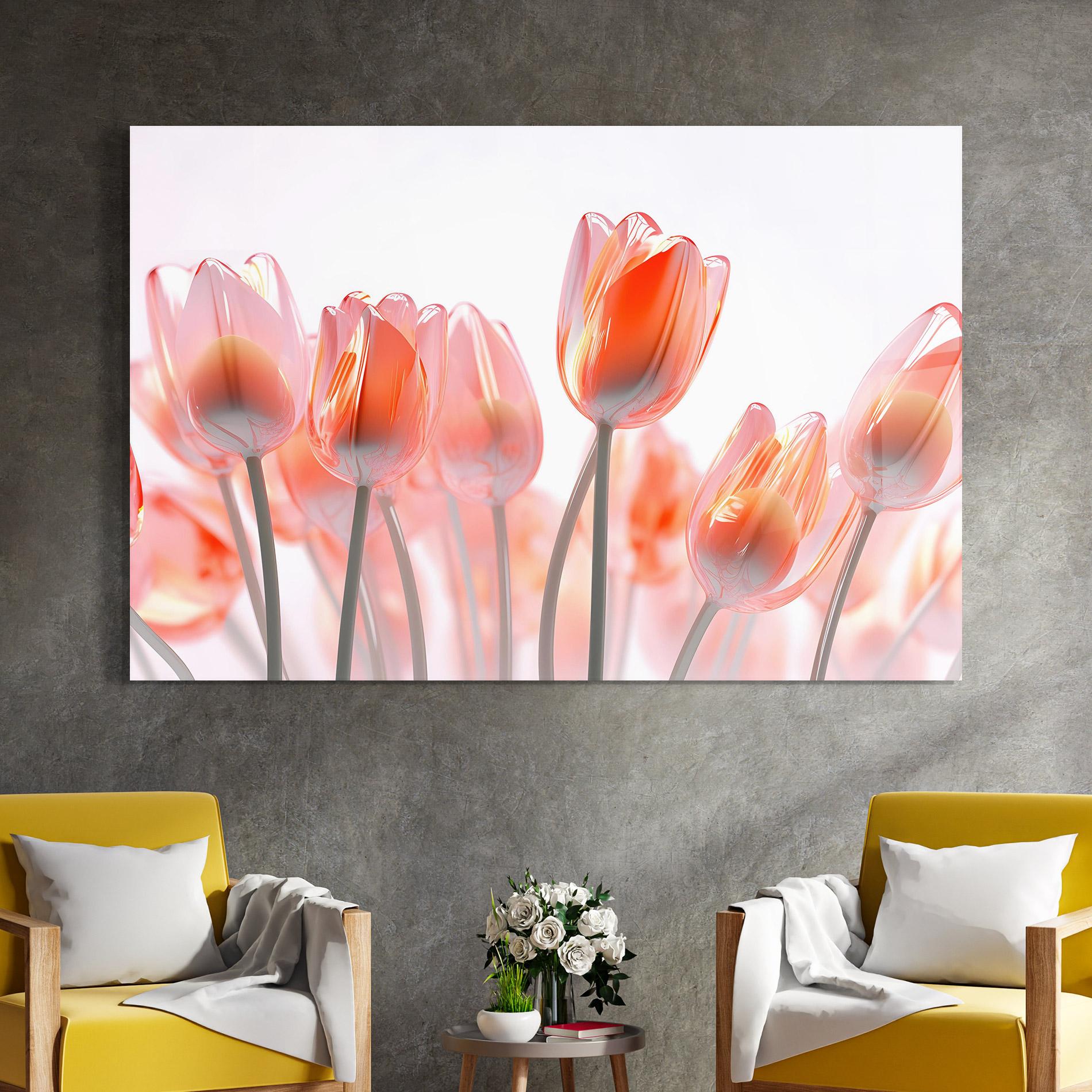 Tablou Sticla Orange Glass Tulips mockup 4