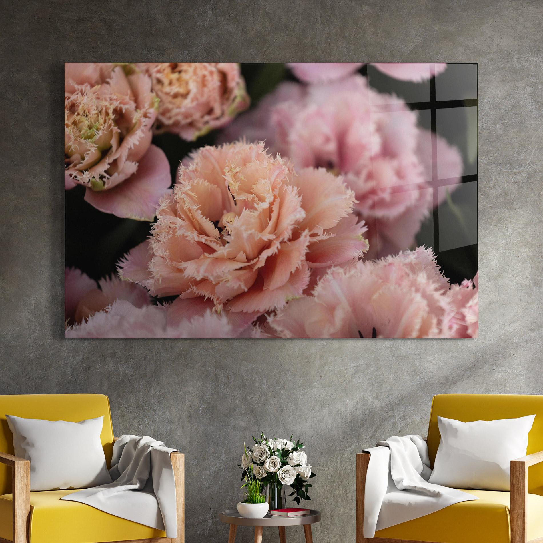 Tablou Sticla Pastel Fringed Tulips mockup 4