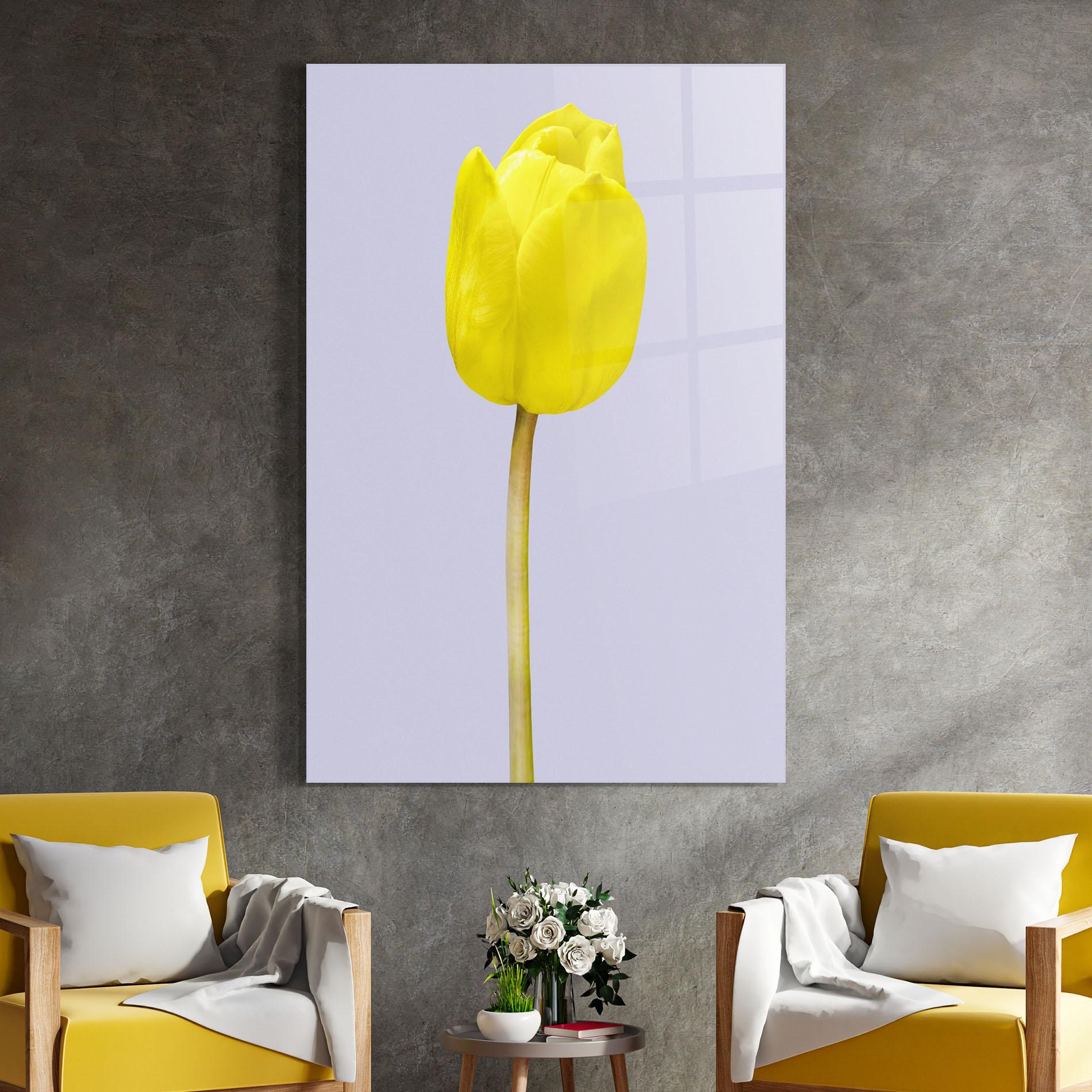 Tablou Sticla One Yellow Tulip mockup 4