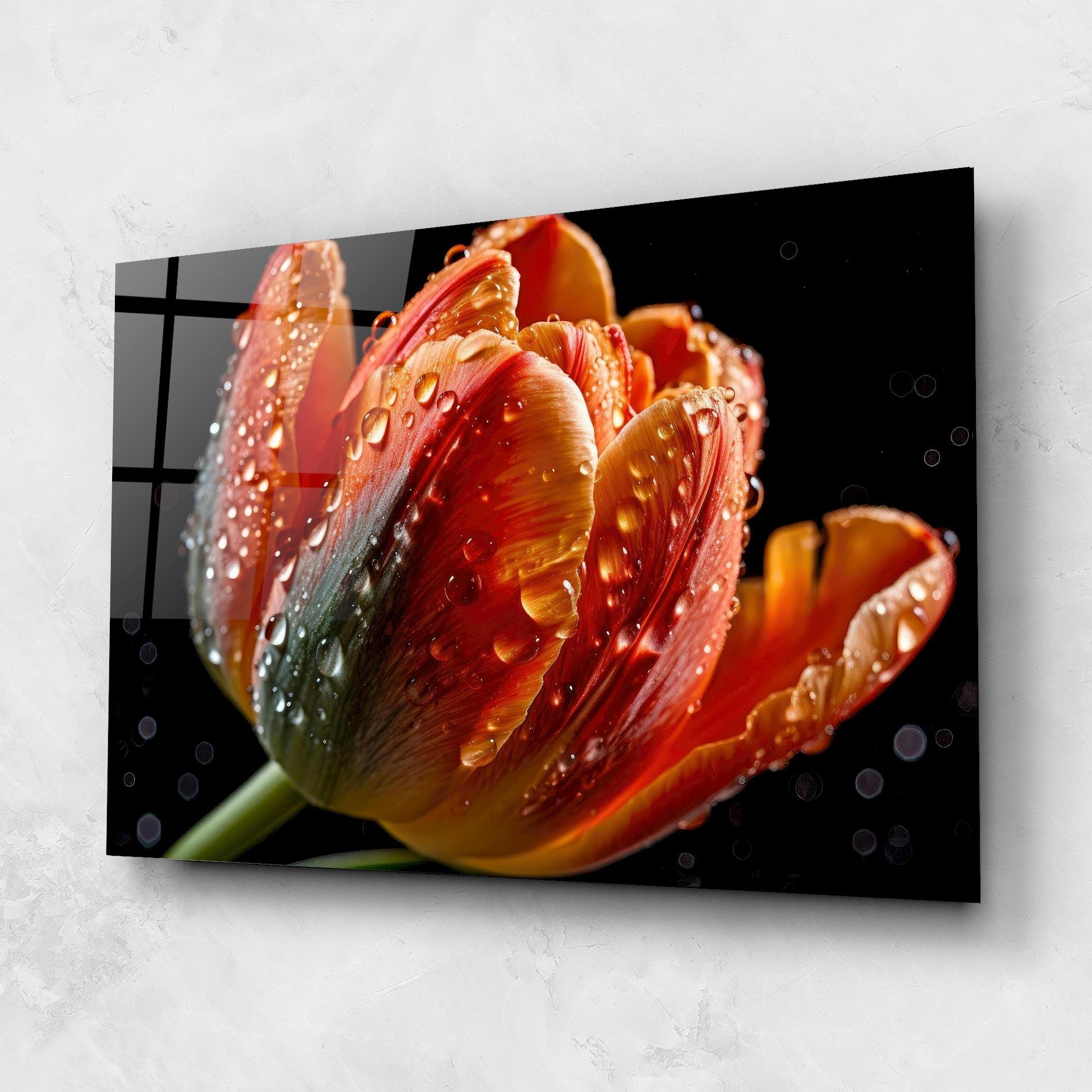 Tablou Sticla Big Wet Orange Tulip mockup 1