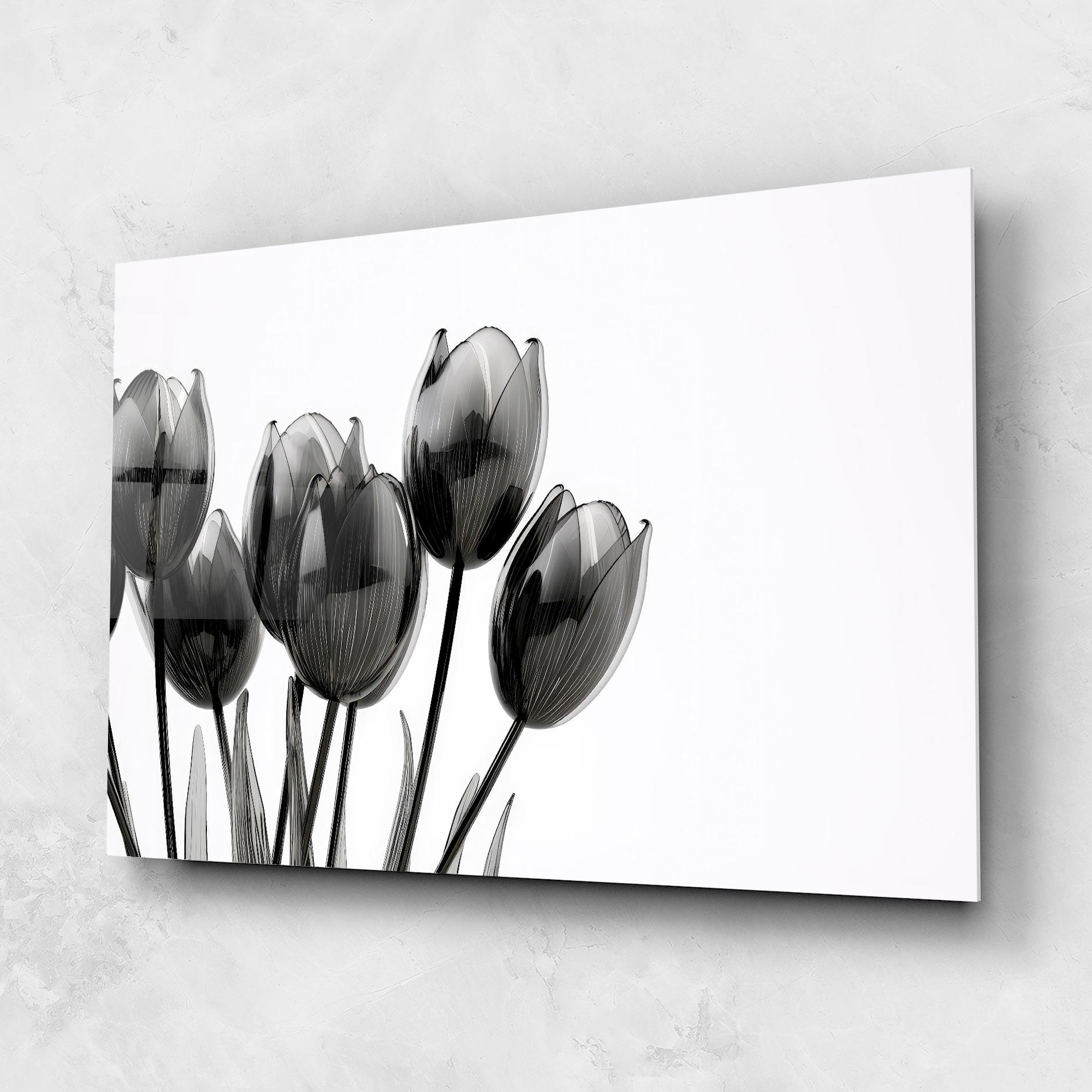 Tablou Sticla Black Glass Tulips mockup 1