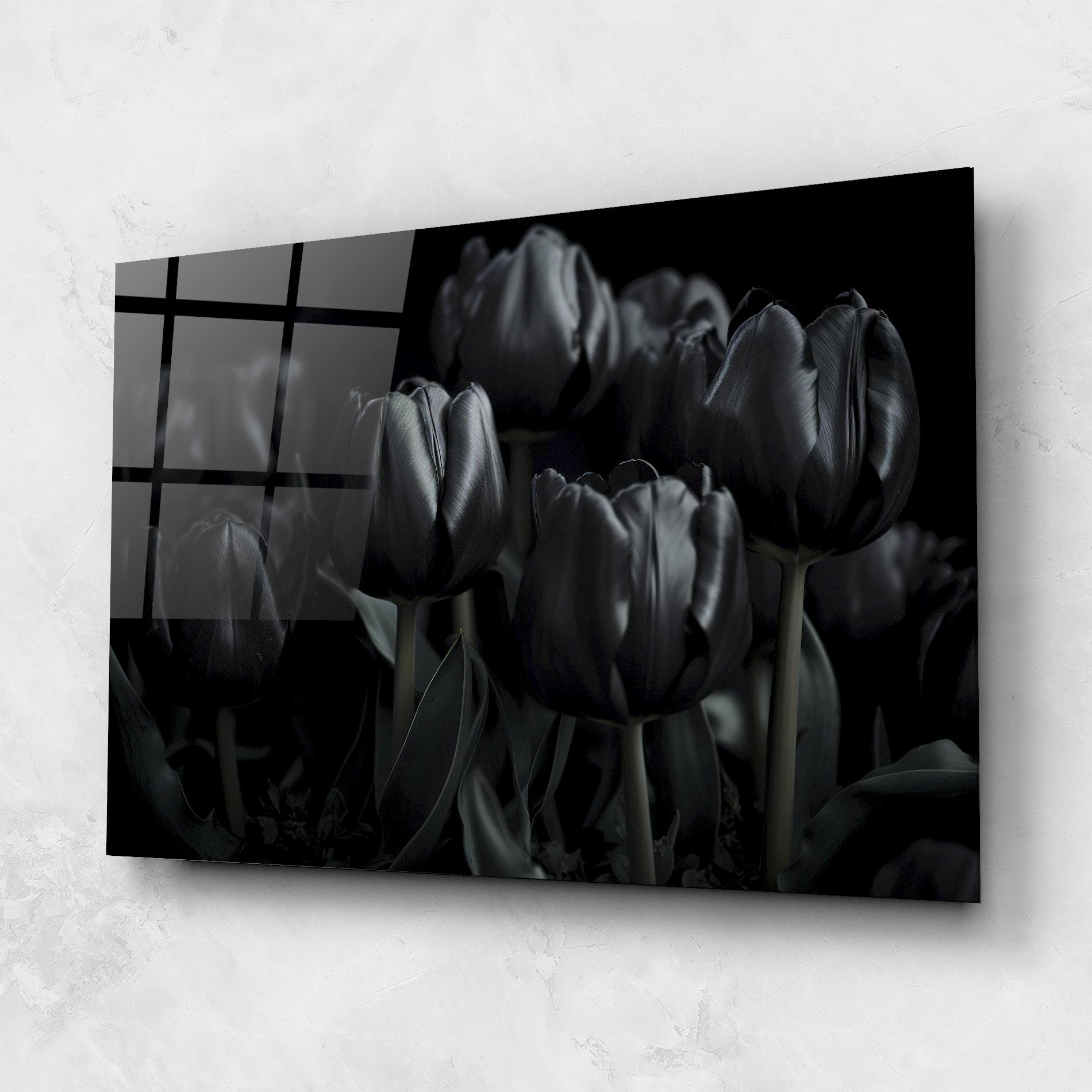 Tablou Sticla Black Tulips mockup 1