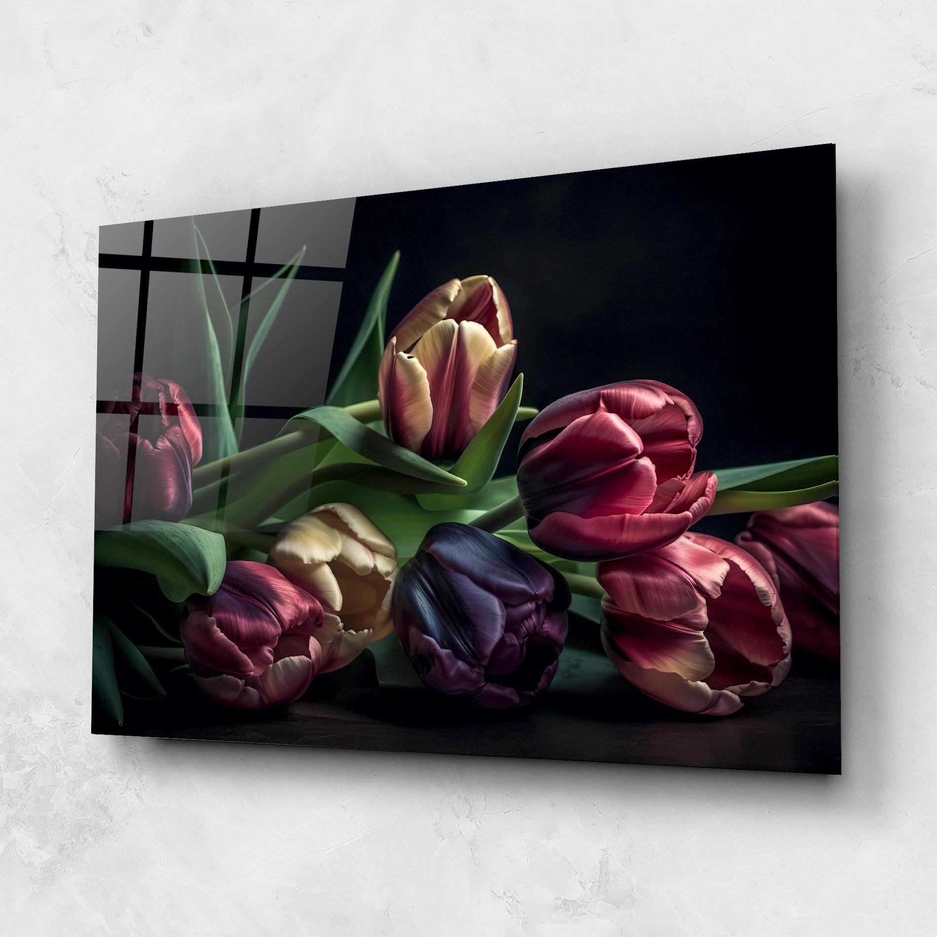 Tablou Sticla Dark Purple Tulip mockup 1