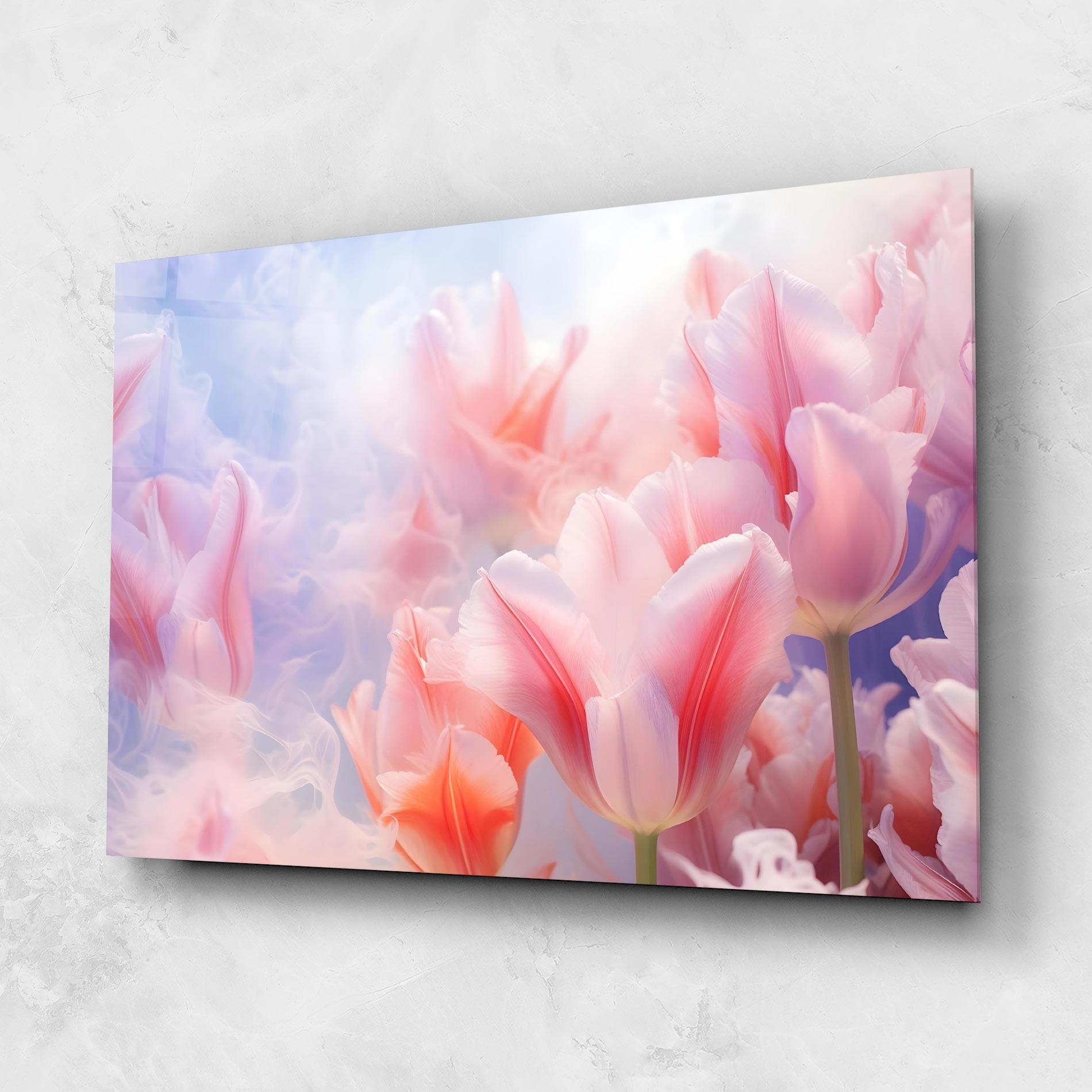 Tablou Sticla Dreamy Pink Tulips mockup 1