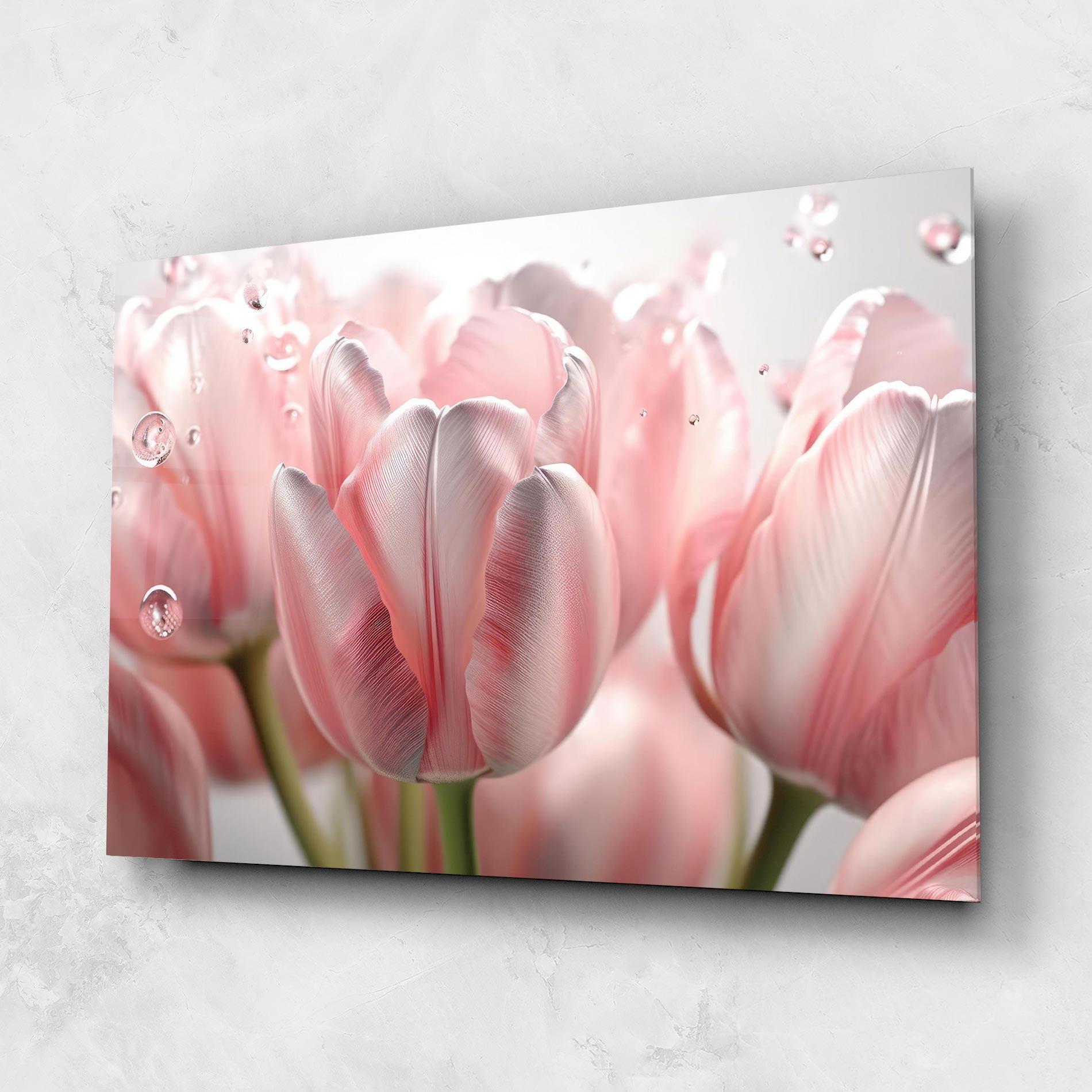Tablou Sticla Pink Pretty Tulips mockup 1