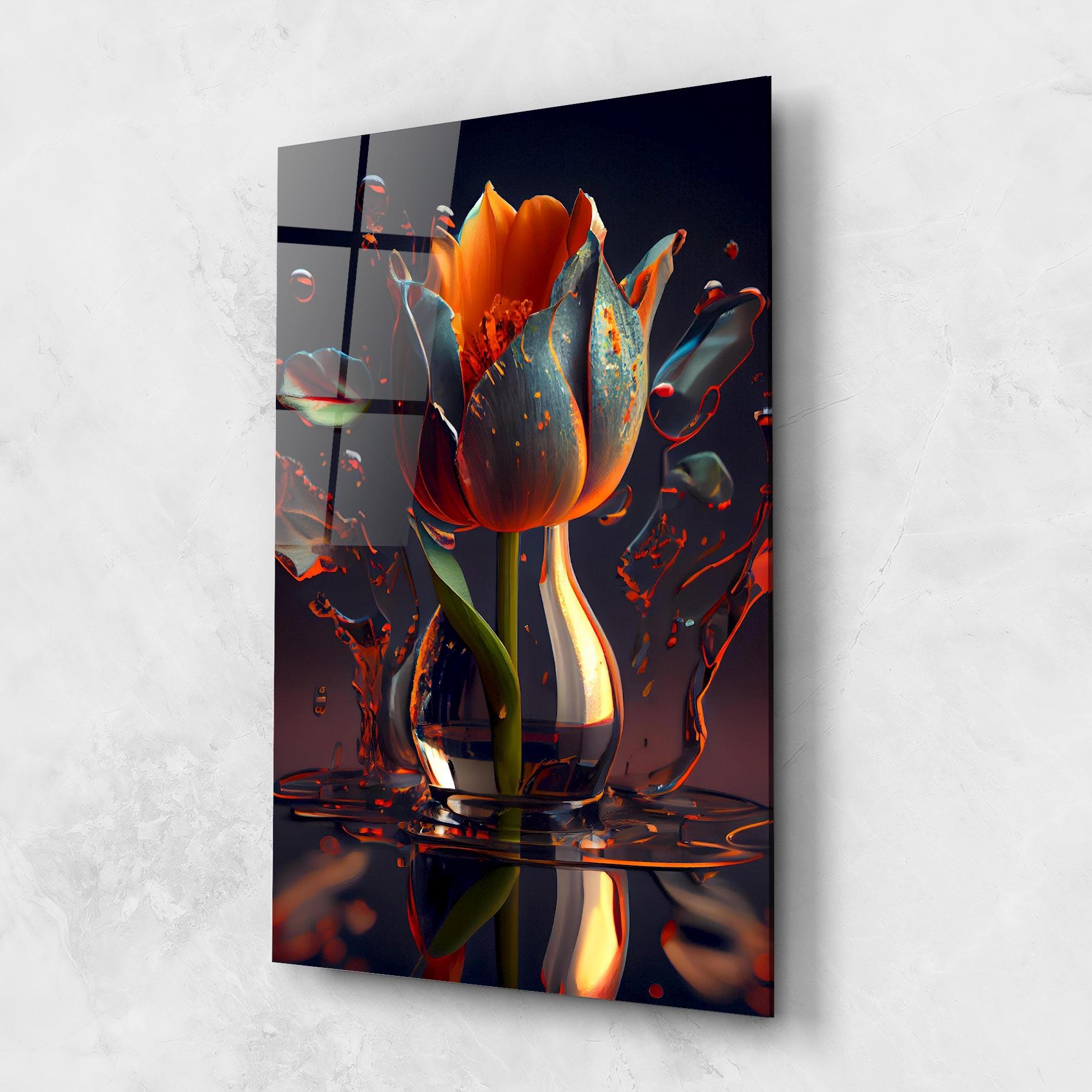 Tablou Sticla Black Tulip In Vase mockup 1