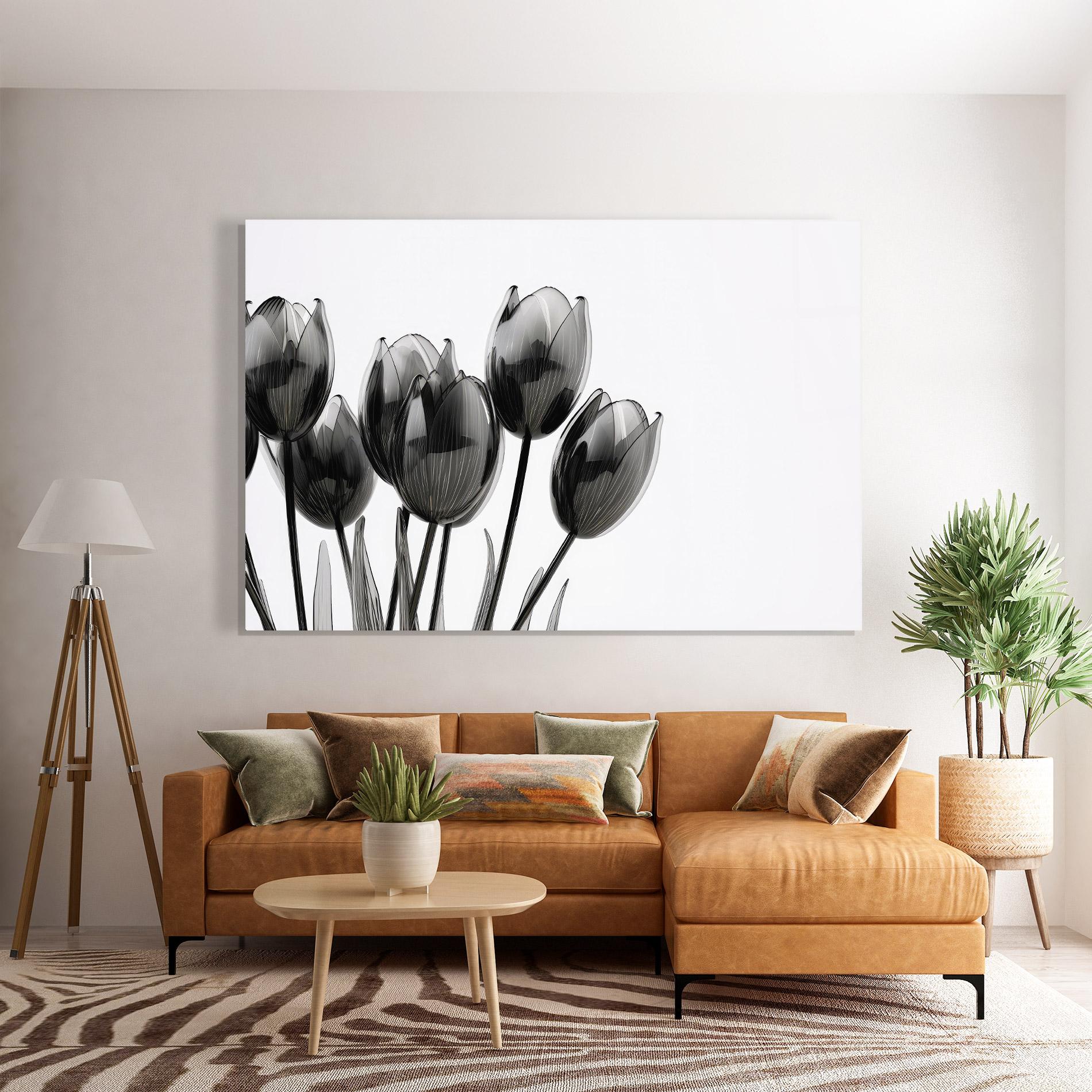 Tablou Sticla Black Glass Tulips mockup 7