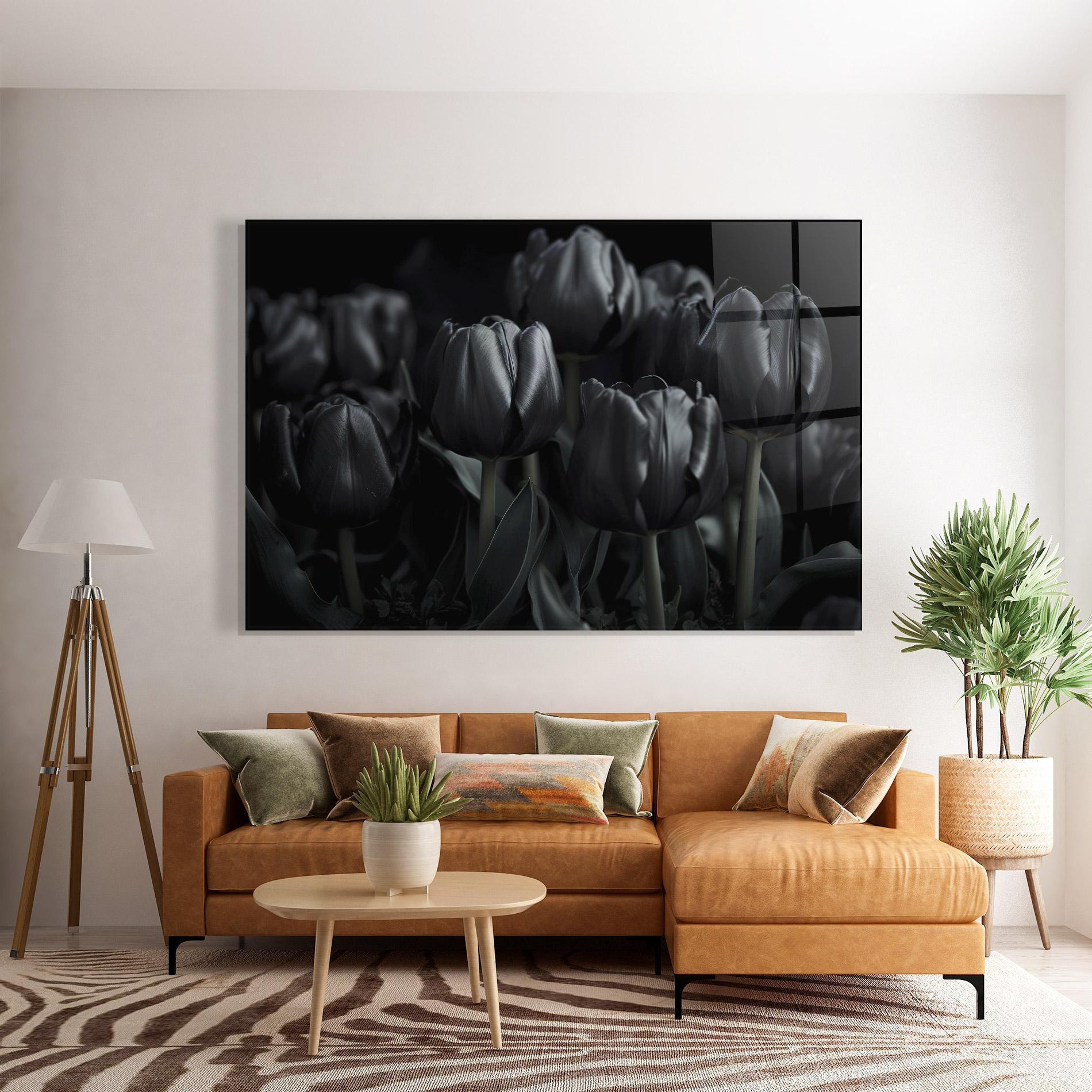 Tablou Sticla Black Tulips mockup 7