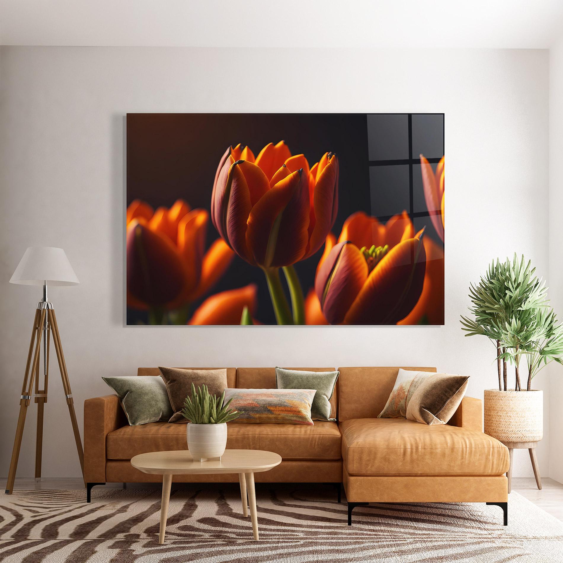 Tablou Sticla Close Up Orange Tulip mockup 7