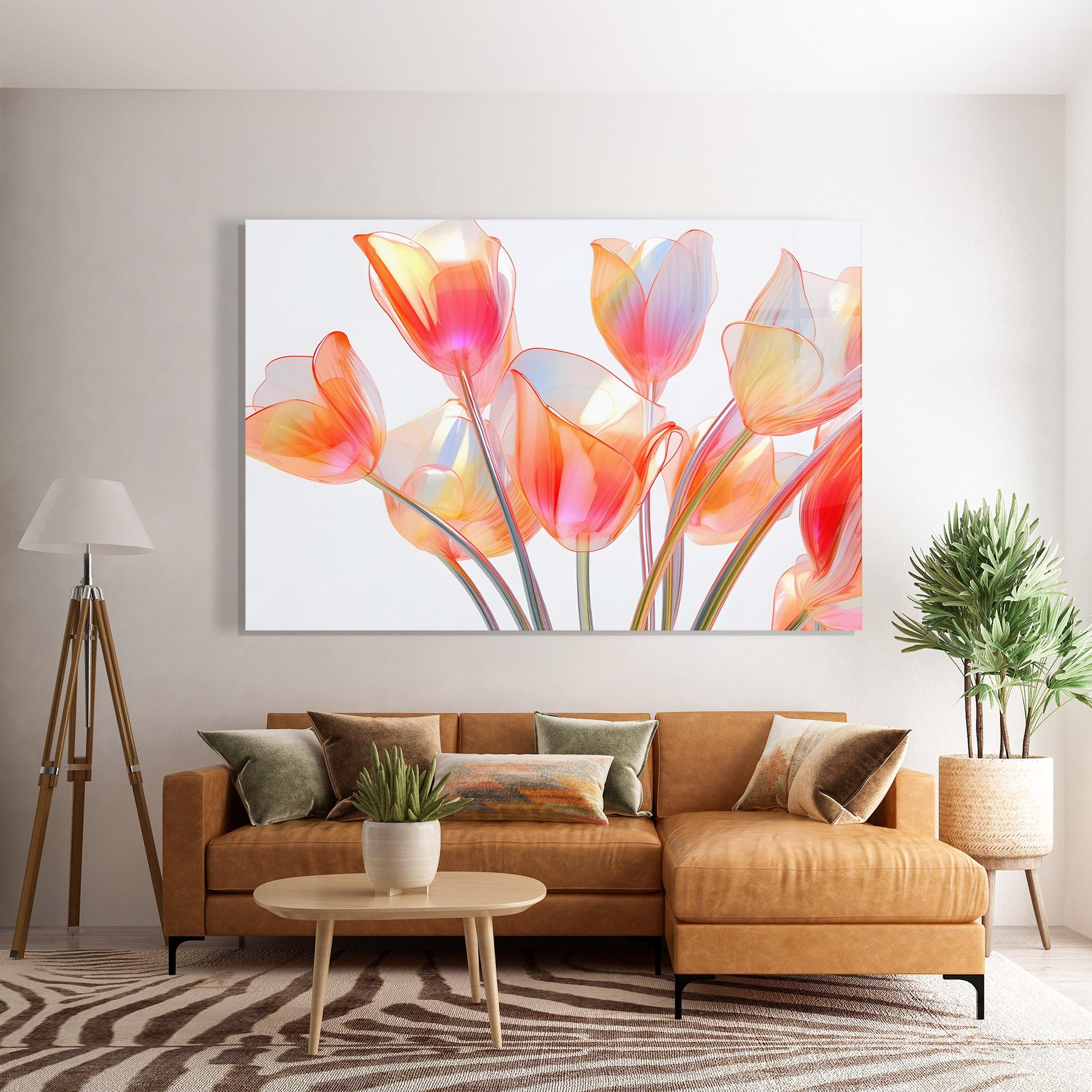 Tablou Sticla Orange Glass Tulip mockup 7