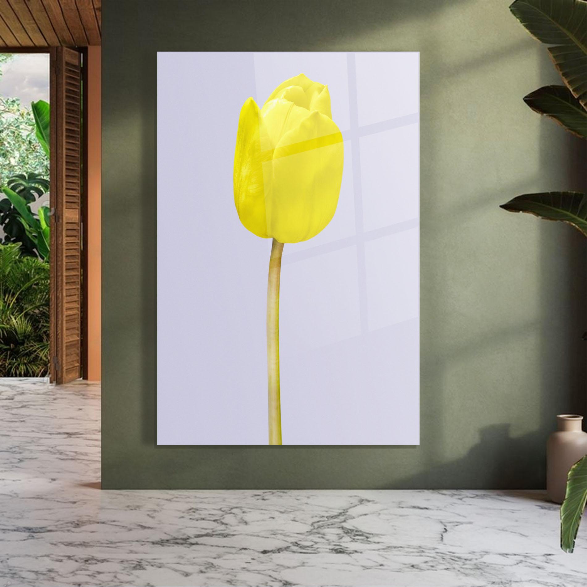 Tablou Sticla One Yellow Tulip mockup 7