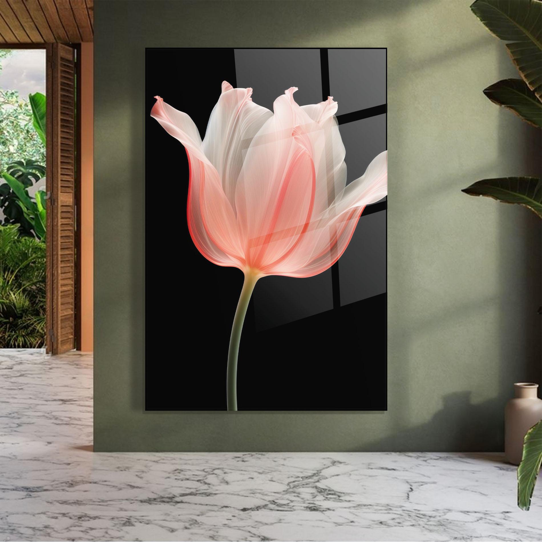 Tablou Sticla Pastel Pink Tulip mockup 7