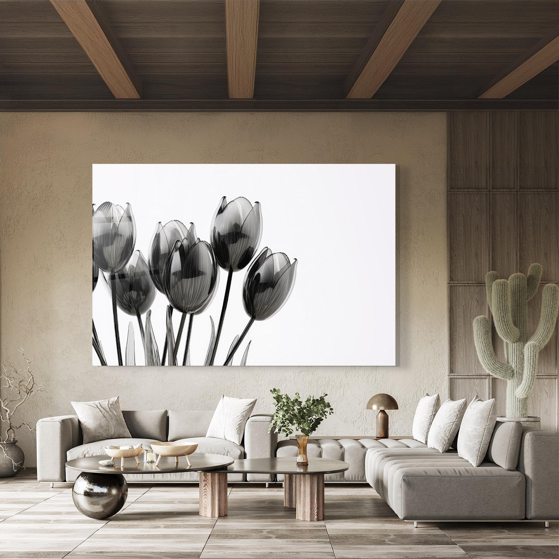 Tablou Sticla Black Glass Tulips mockup 8