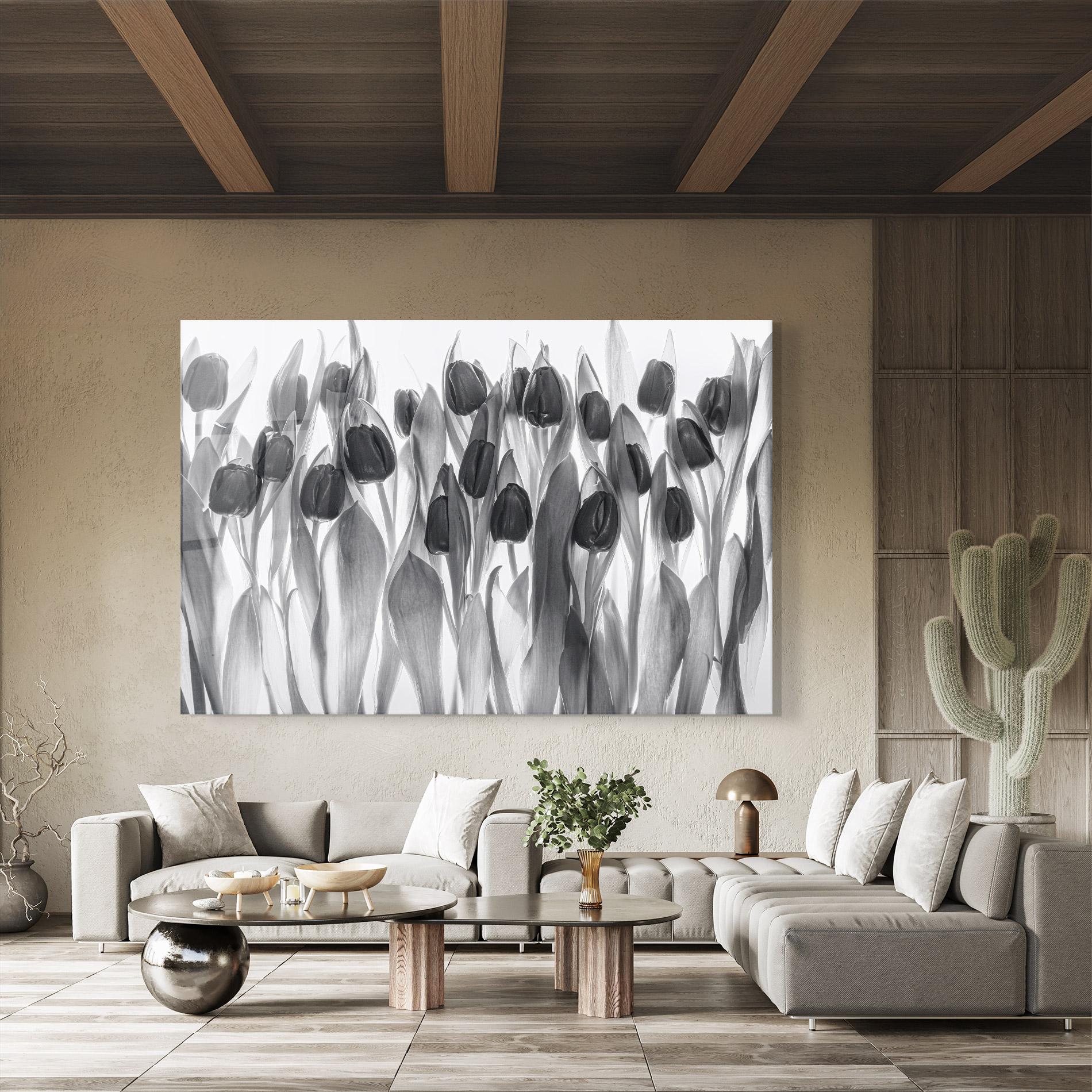 Tablou Sticla Grey Tulips mockup 8