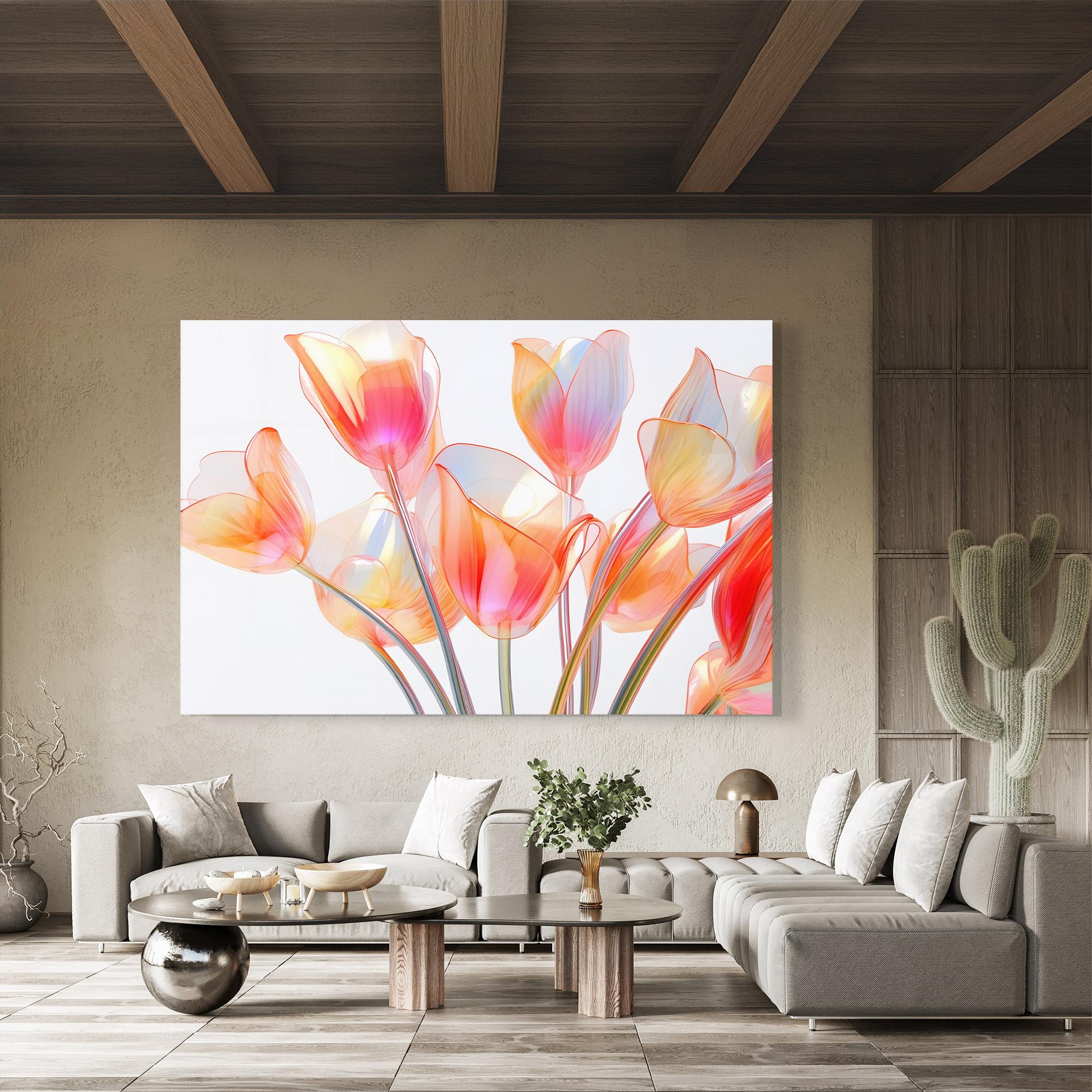 Tablou Sticla Orange Glass Tulip mockup 8
