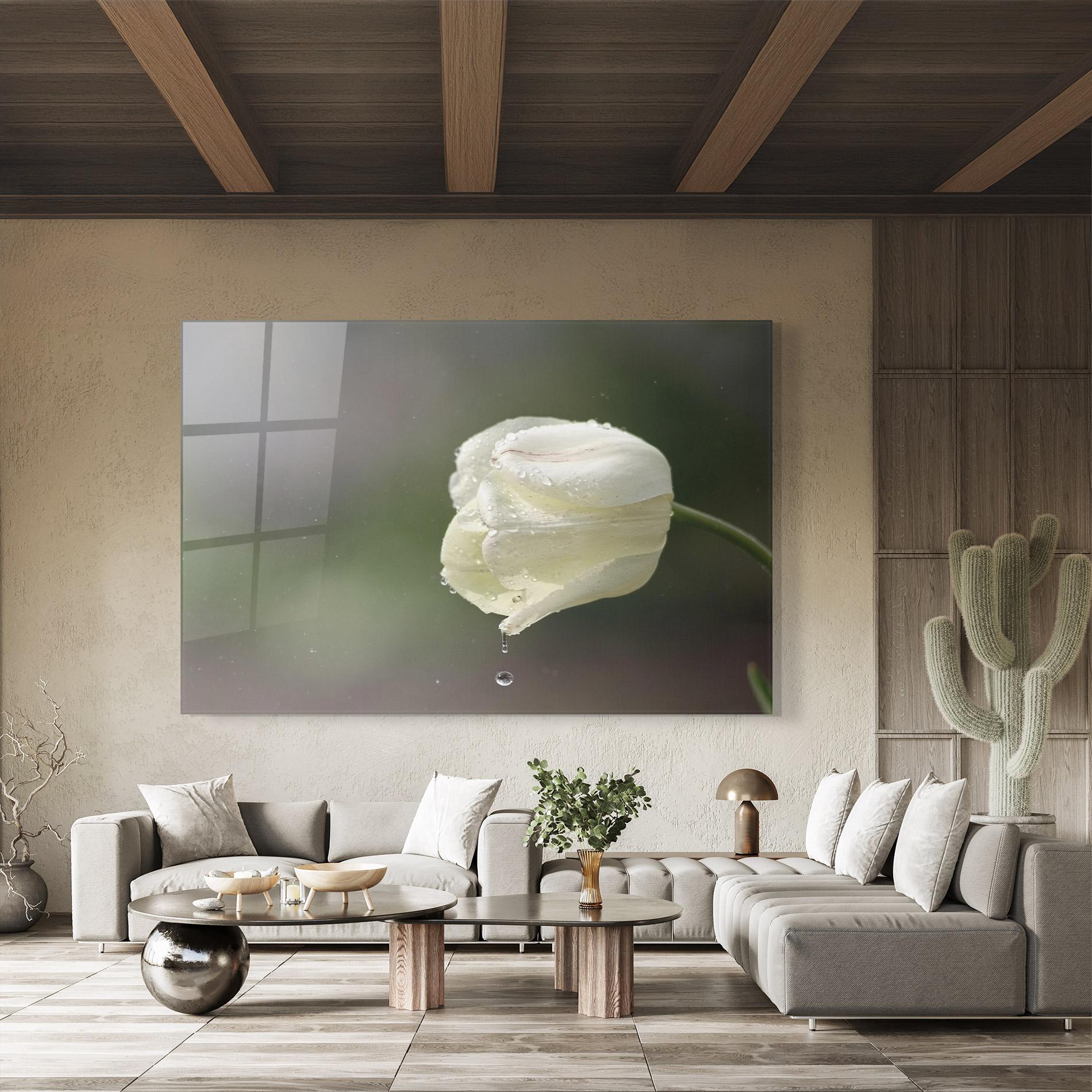 Tablou Sticla White Single Tulip mockup 8
