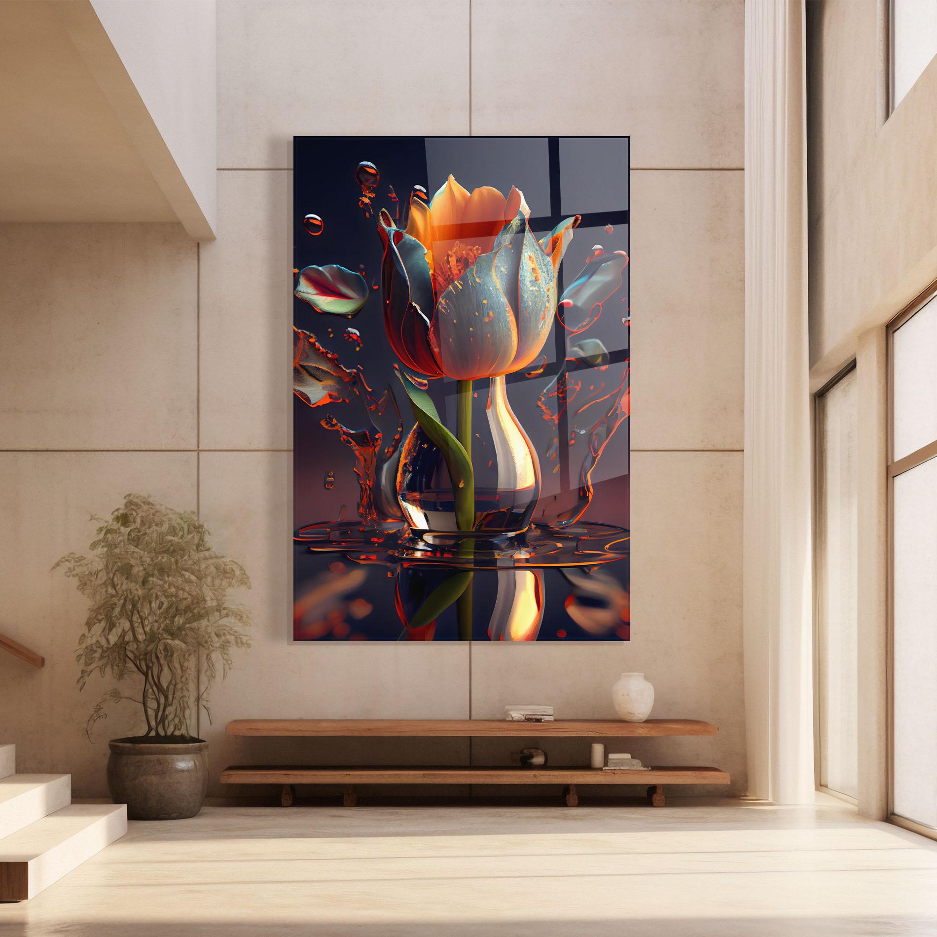 Tablou Sticla Black Tulip In Vase mockup 8