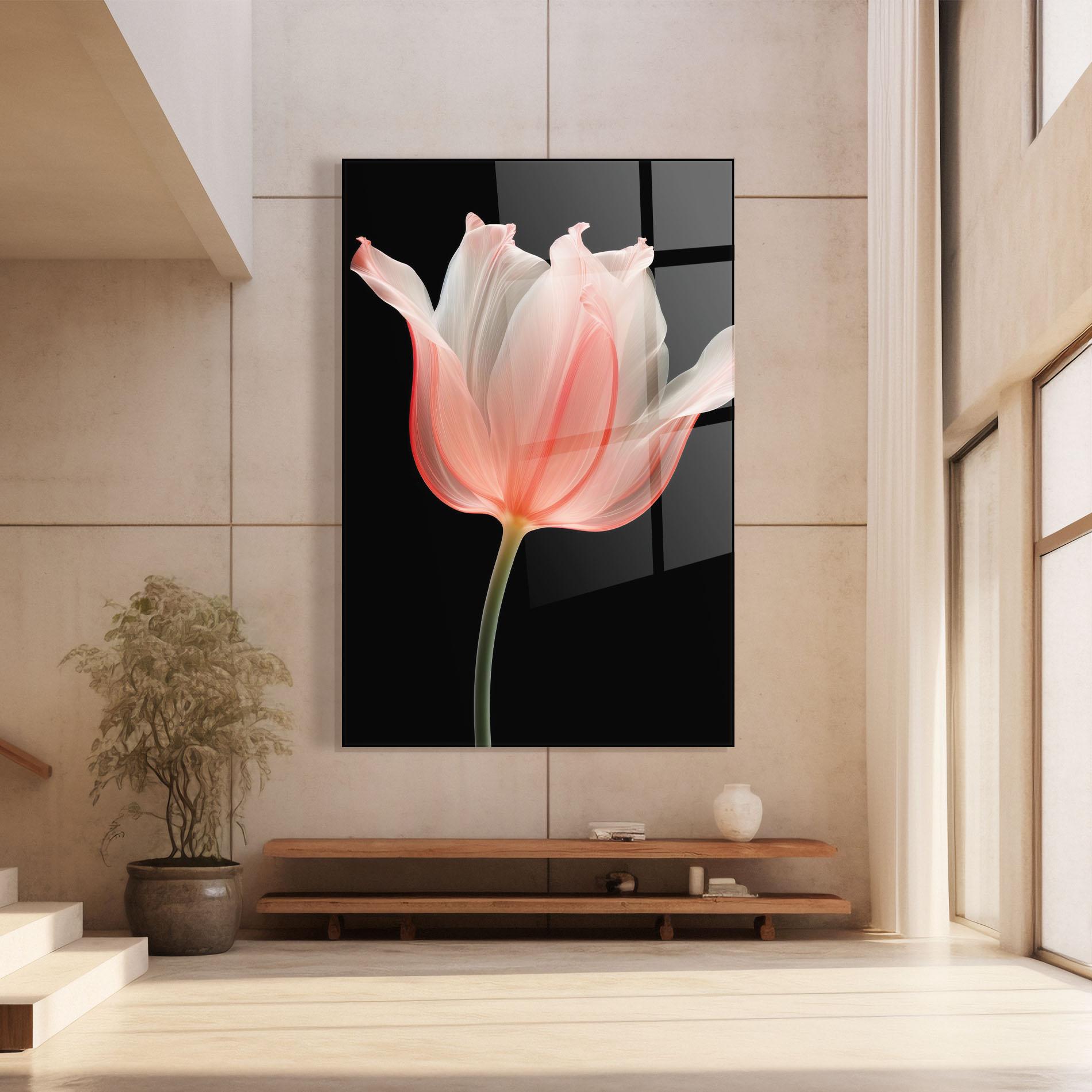 Tablou Sticla Pastel Pink Tulip mockup 8
