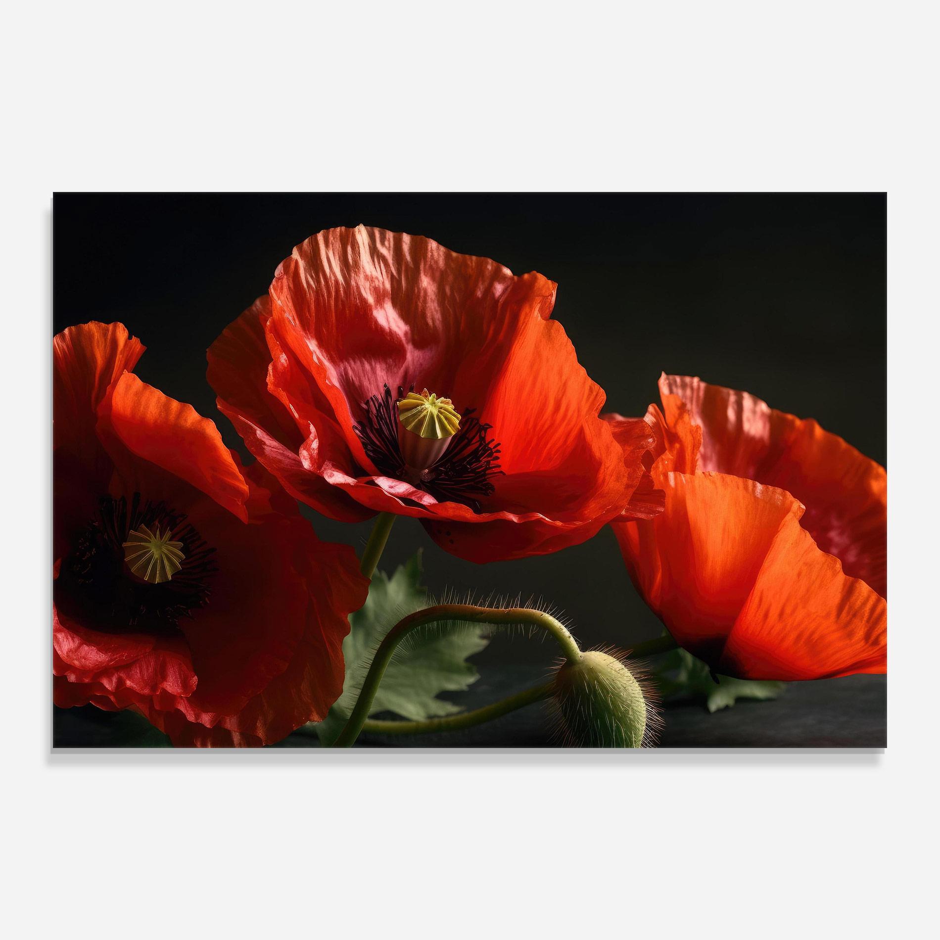 Tablou Sticla 3 Pretty Poppies mockup 0