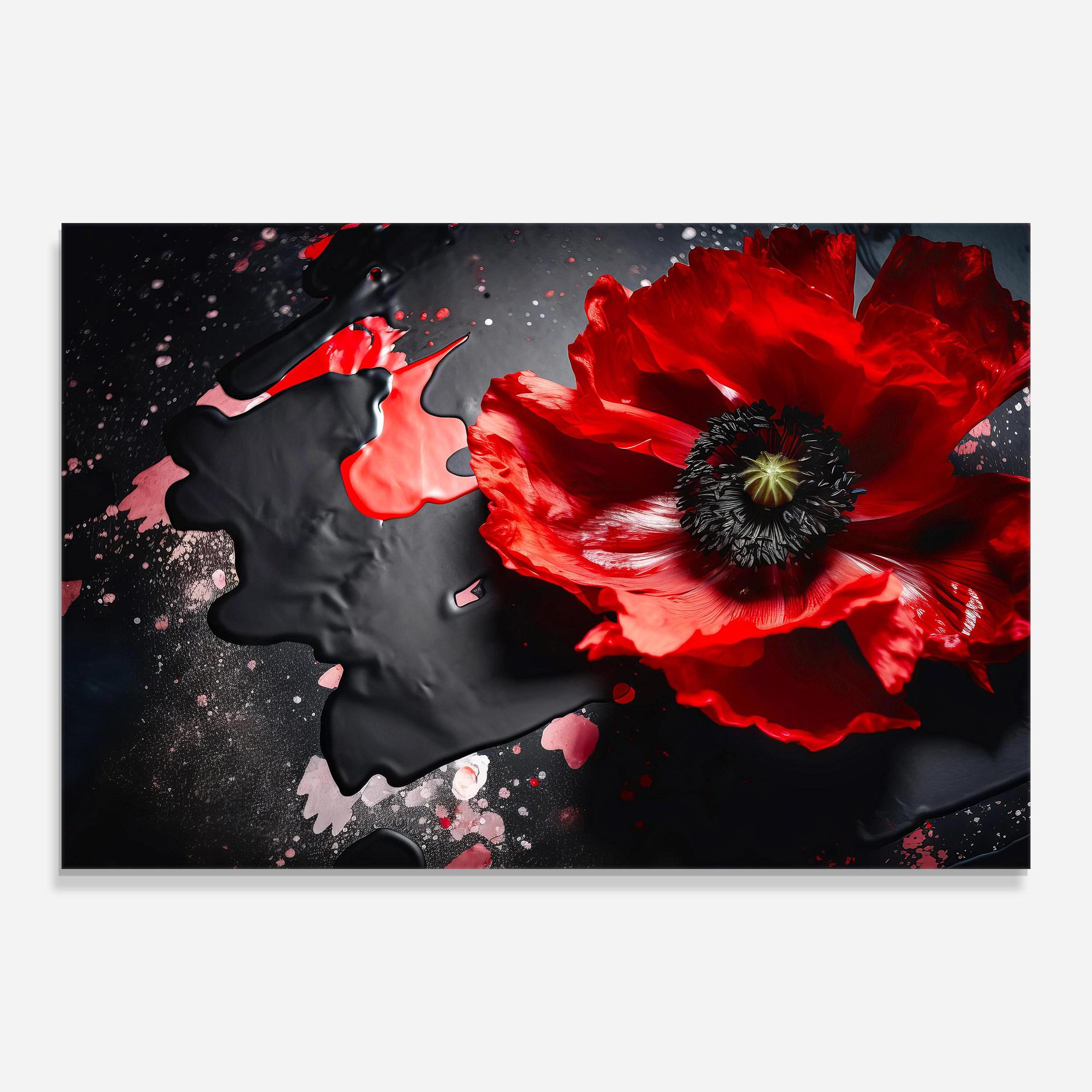 Tablou Sticla Black Liquid Poppy mockup 0