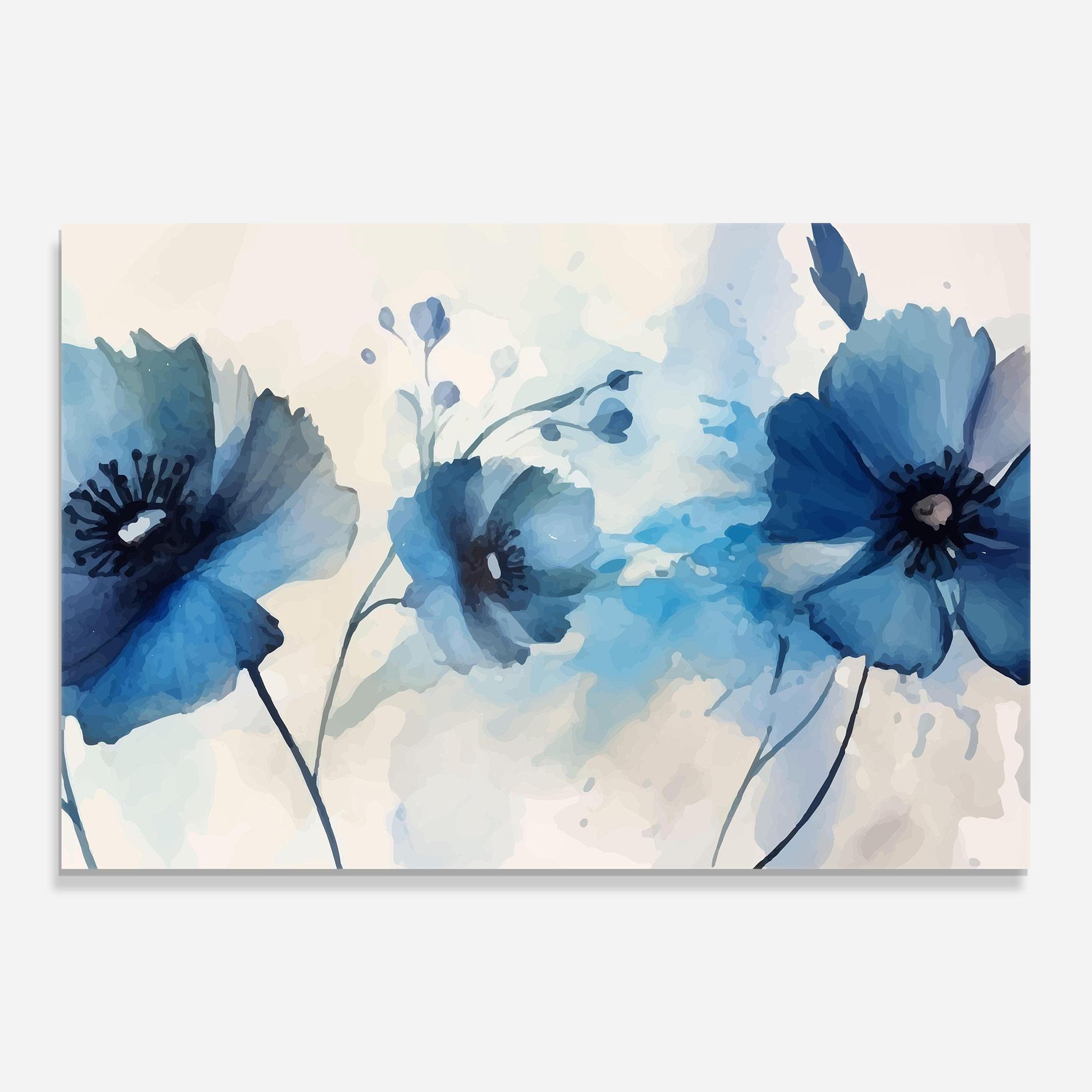 Tablou Sticla Blue Poppies mockup 0