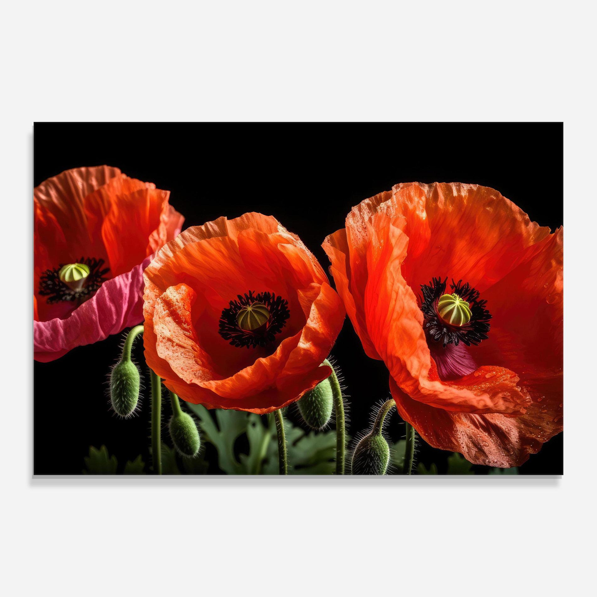 Tablou Sticla Dark Orange Poppies mockup 0
