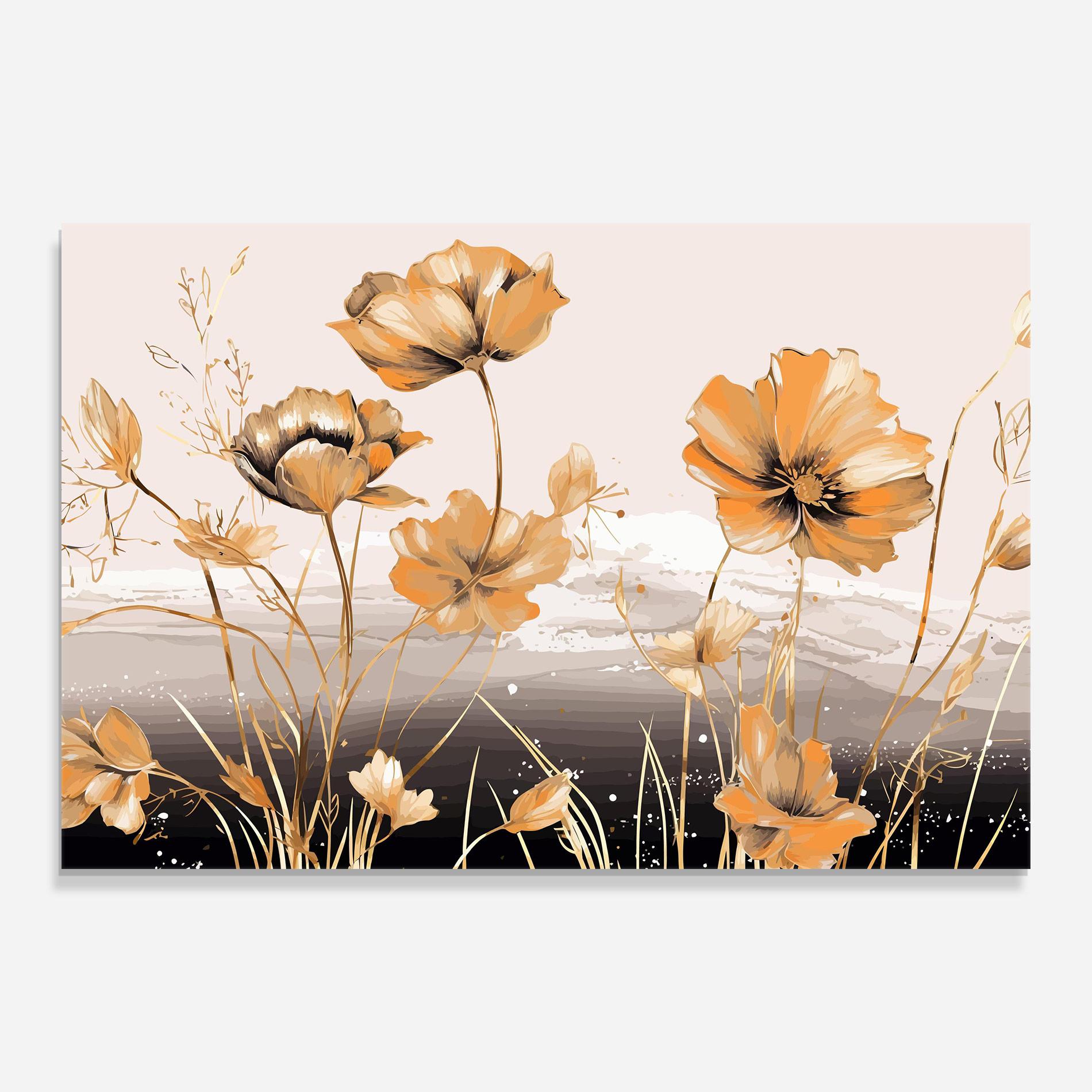 Tablou Sticla Gold Black Poppy mockup 0