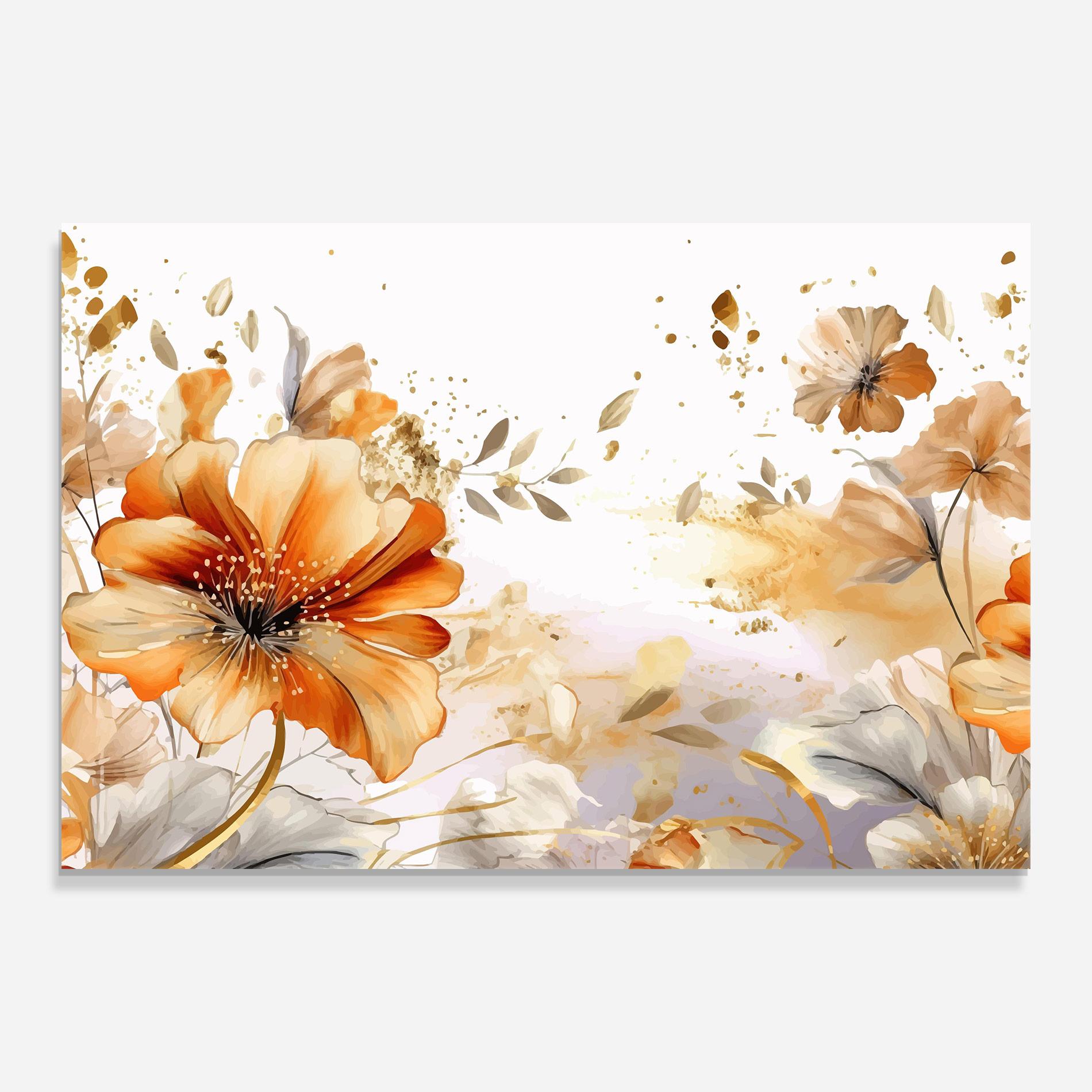 Tablou Sticla Gold Orange Poppy mockup 0