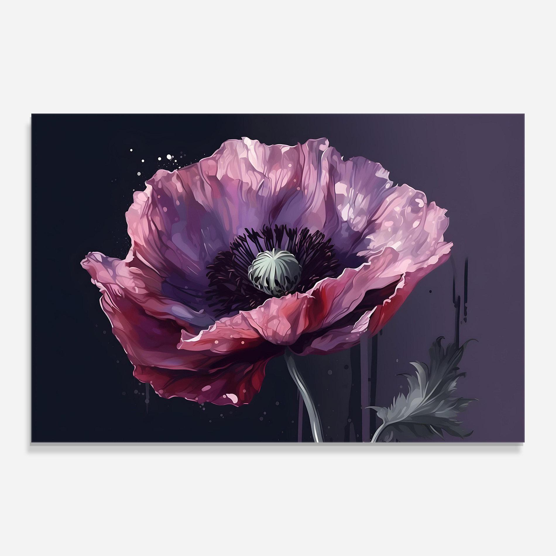 Tablou Sticla Light Purple Poppy mockup 0